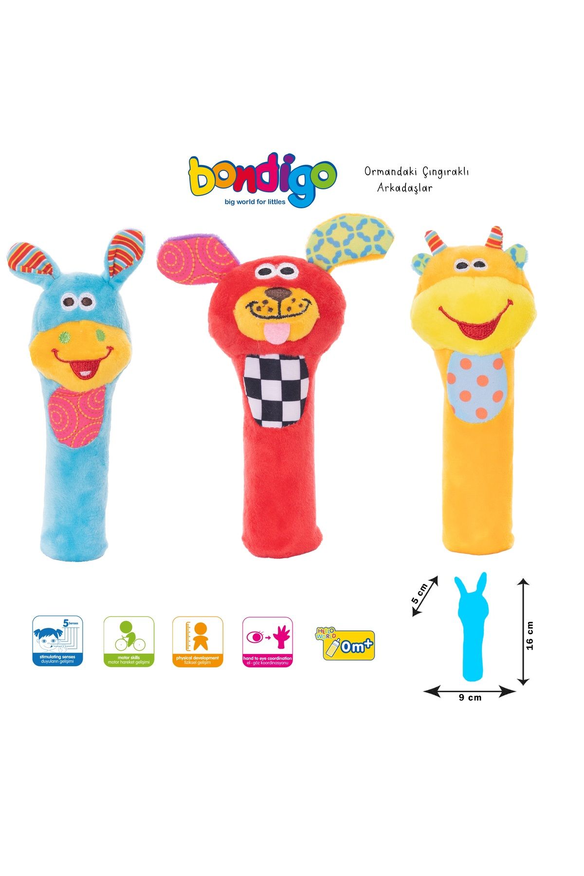 BONDİGO Bondigo Ormandaki Çıngıraklı Arkadaşlar 3'lü Set Peluş Oyuncak