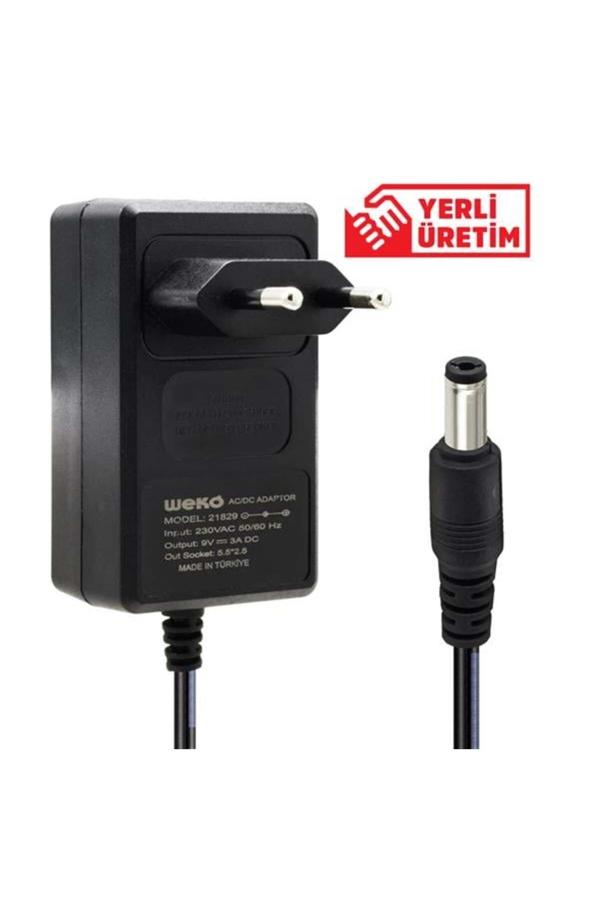 nazeninstoğu 9 Volt - 3 Amper 5.5*2.5 Uçlu Yerli Ürm Plastik Kasa Priz Tipi Adaptör