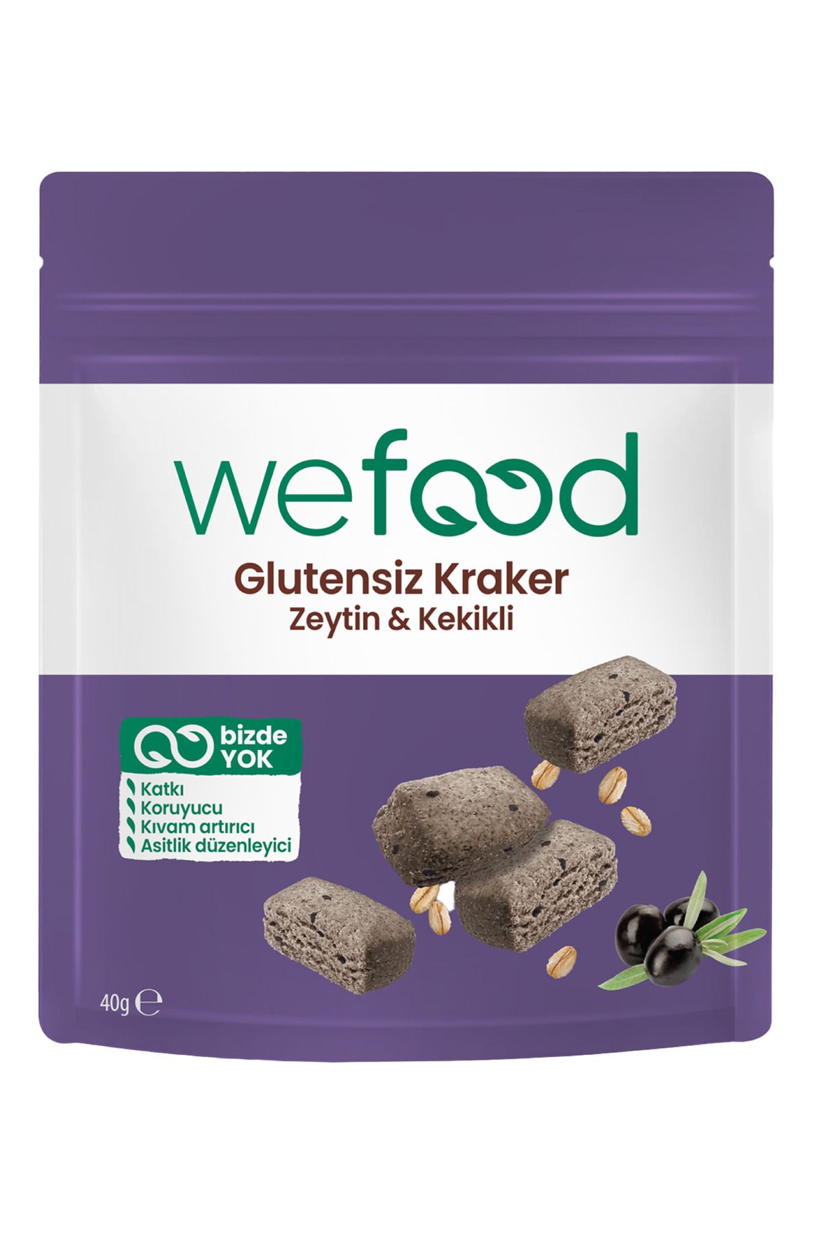 Wefood Glutensiz Zeytinli & Kekikli Kraker 40 g 5'li