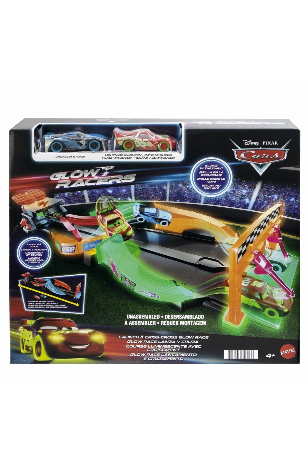 Mattel HPD80 Cars Karanlıkta Parlayan Yarışçılar Pist Seti