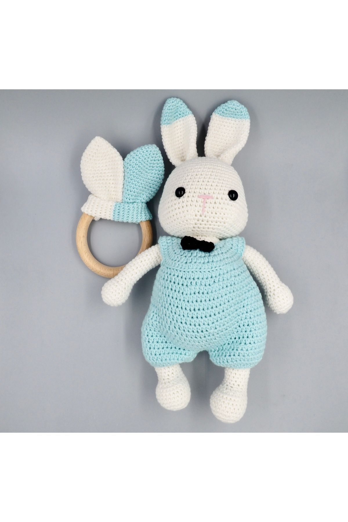 bezenist Çıngıraklı Papyonlum Tavşancık Amigurumi Oyuncak