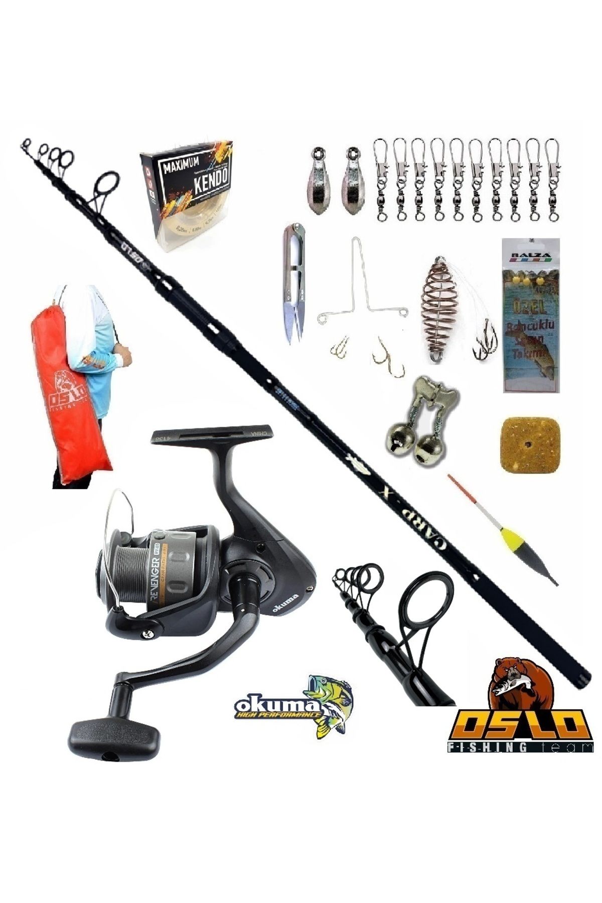 Okuma Revenger Rv-55 Oslo Carp-x 360cm 3,5lbs Profesyonel Surf Sazan Kıyı Olta Takımı Seti