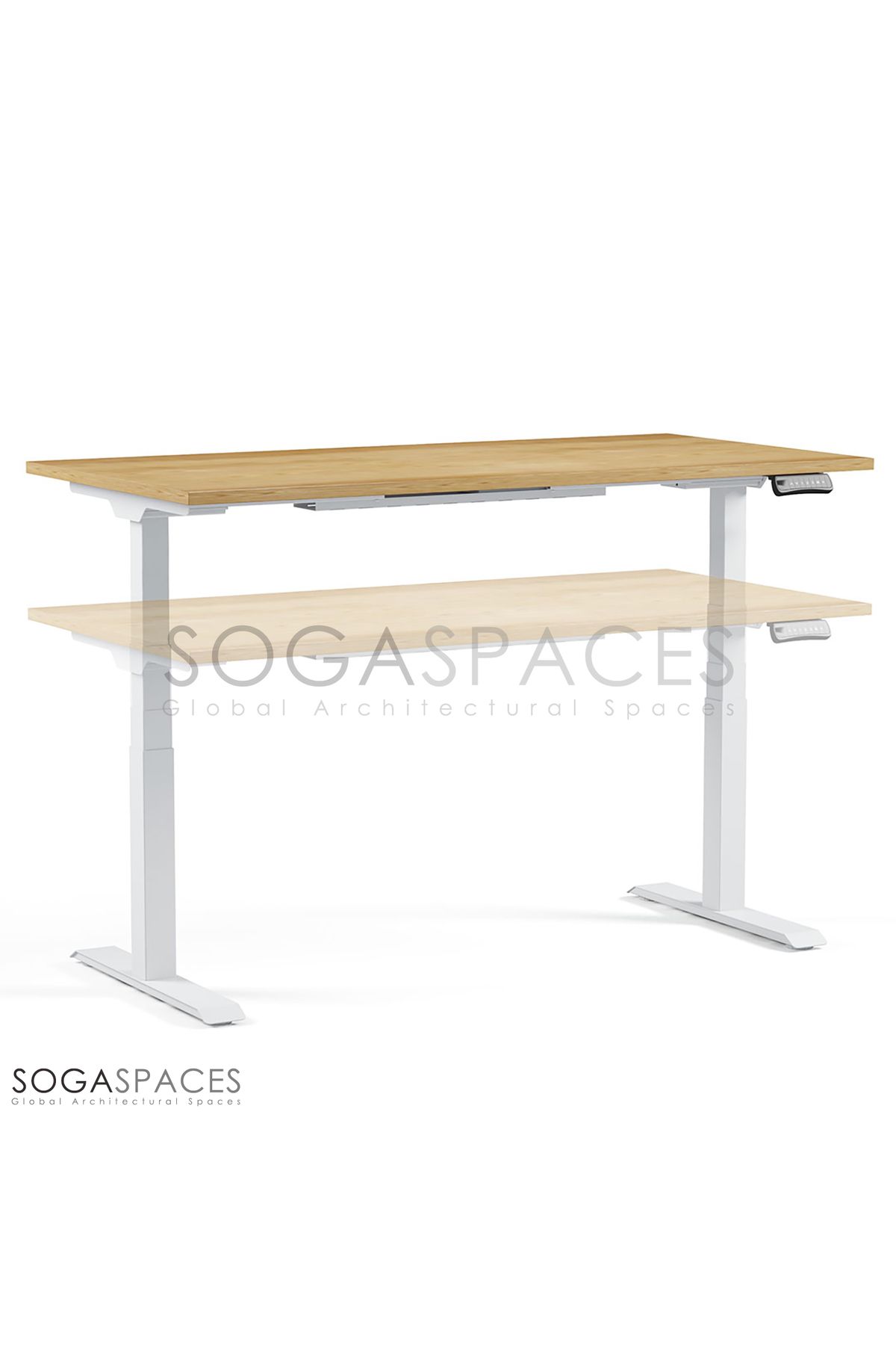 SOGAWOOD Regula Desk 3P - Elektrikli Yüksekliği Ayarlanabilir Çalışma Masası Siyah Ayak Beyaz Tabla 220x90