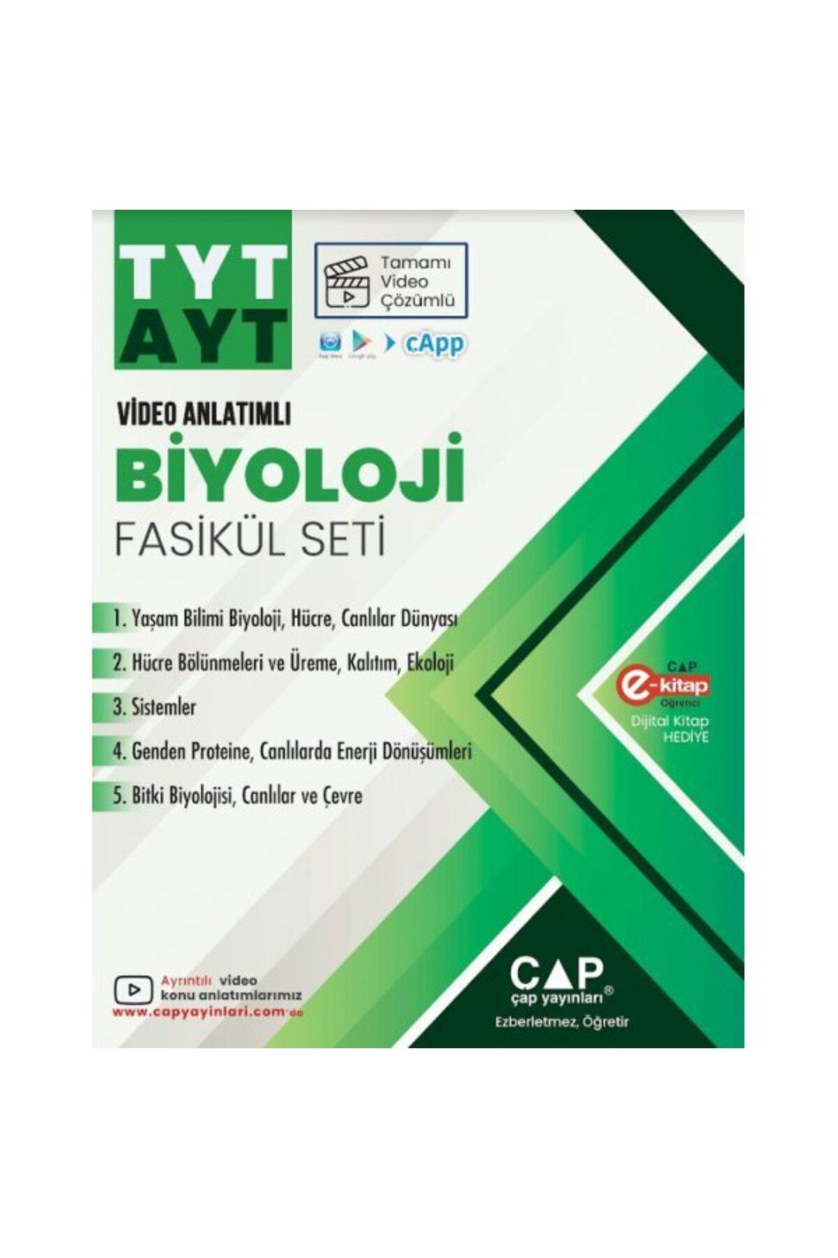Çap Yayınları Çap TYT AYT Biyoloji Video Anlatımlı Fasikül Seti Parlayan Proje Ayraç Hediye