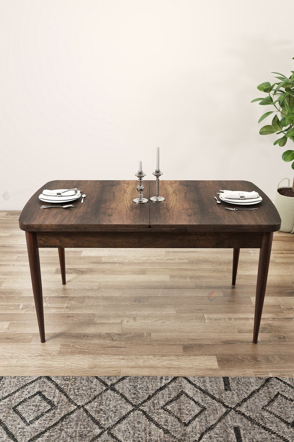 Vien Barok Desen 80x132 Mdf Açılabilir Mutfak Masası Takımı 6 Adet Sandalye-2