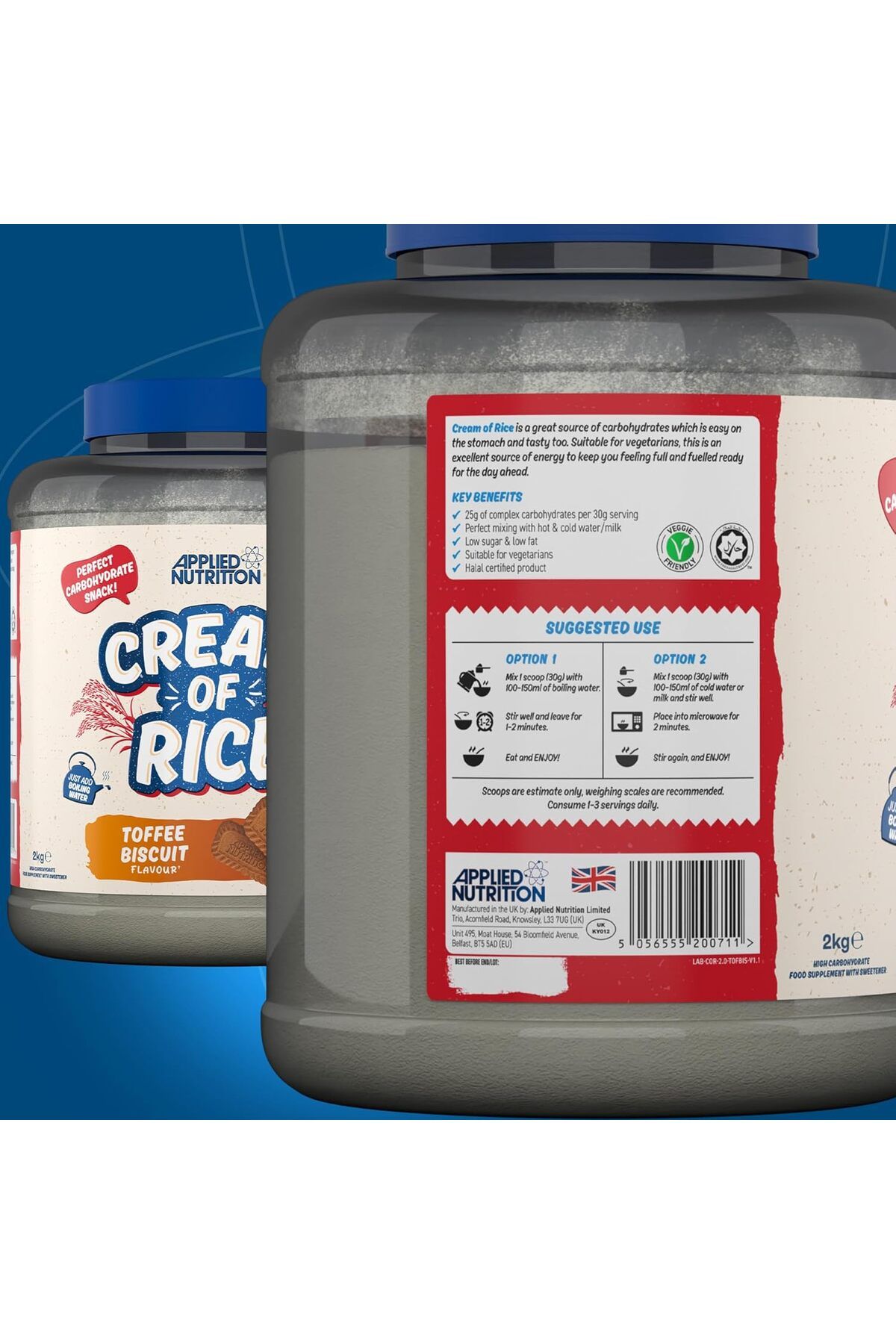 applied nutrition-Cream Of Rice, Toffee Biscuit, 2 Kg | High Carbohydrate | Source Of Energy For Breakfast & Snacks 7