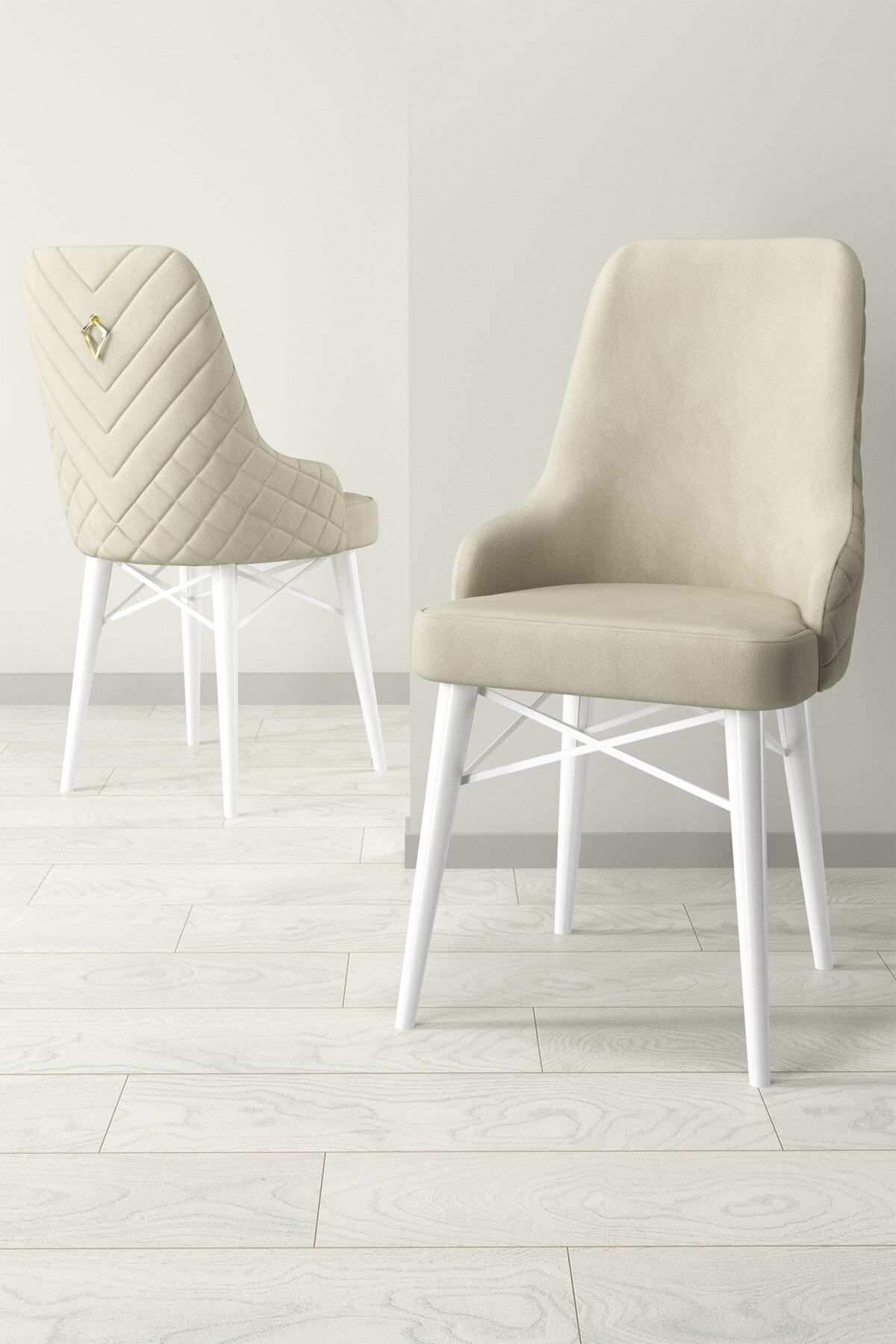 Laura Beyaz 80x132 Mdf Açılabilir Mutfak Masası Takımı 4 Adet Sandalye-3