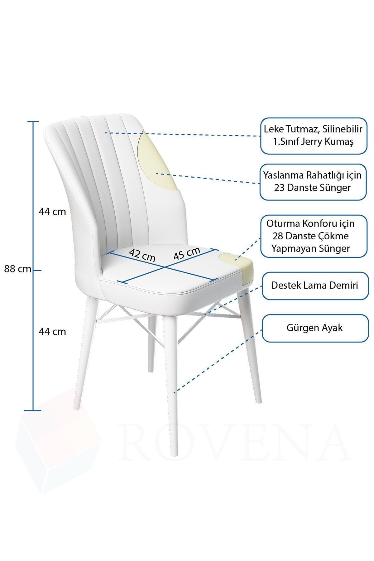 Rima Beyaz Mermer Desen 70x110 Mdf Sabit Mutfak Masası Takımı 4 Adet Sandalye-4