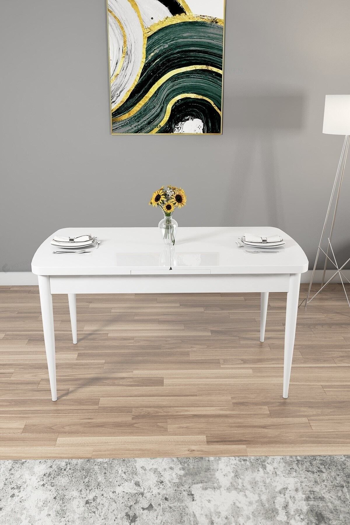 Vien Beyaz 80x132 Mdf Açılabilir Mutfak Masası Takımı 4 Adet Sandalye-2