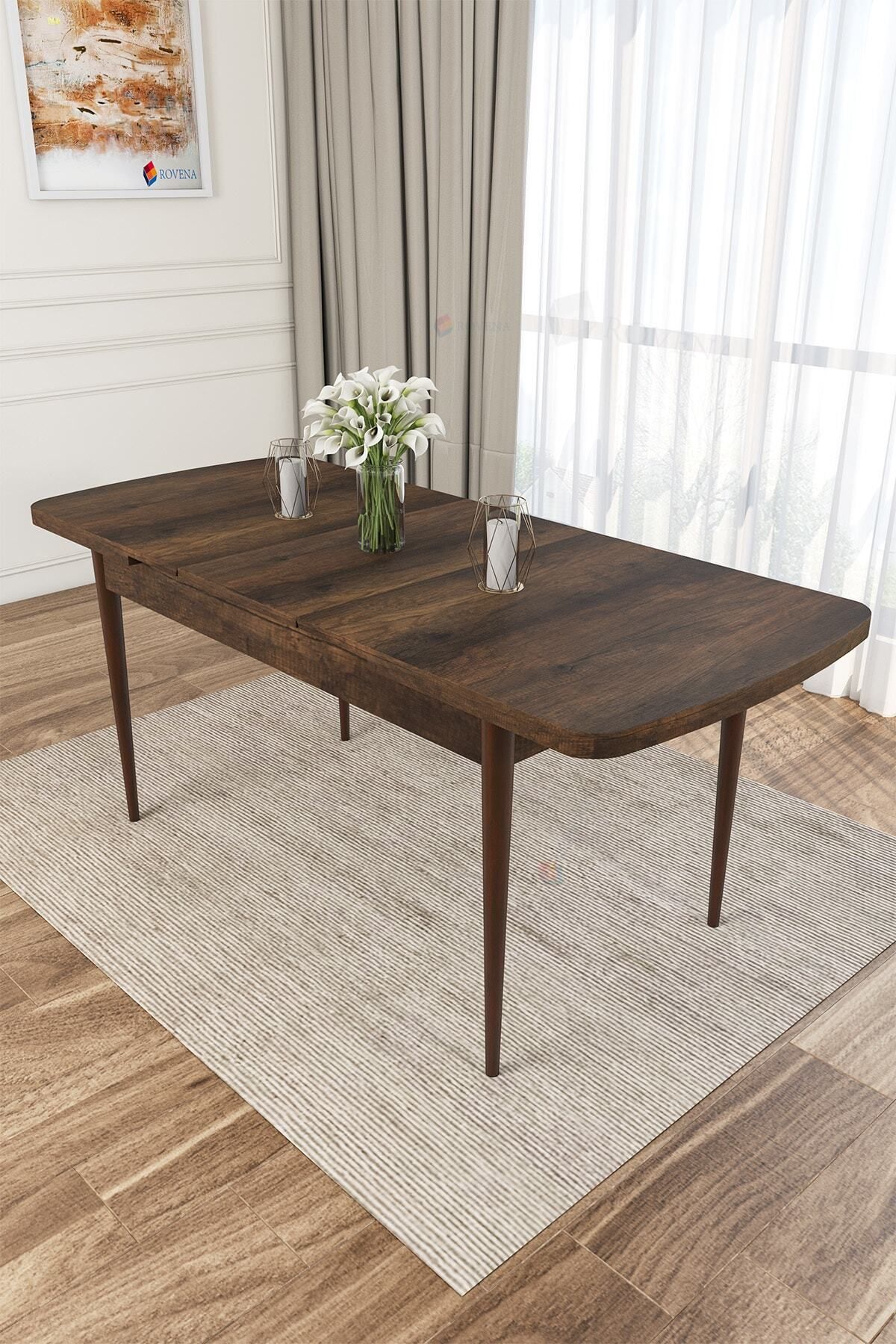 Molis Barok Desen 80x132 Mdf Açılabilir Mutfak Masası Takımı 6 Adet Sandalye-3