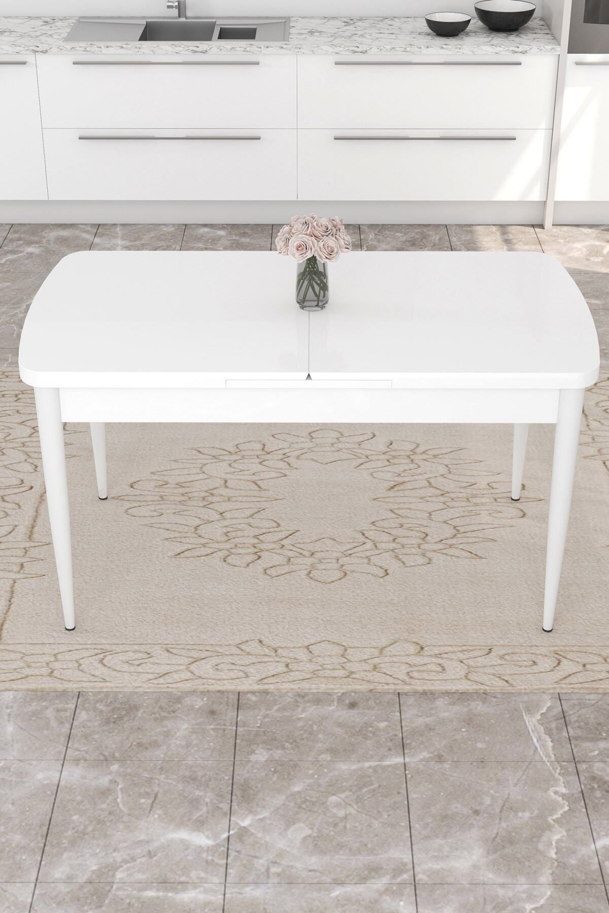 Vilte Beyaz 80x132 Mdf Açılabilir Mutfak Masası Takımı 6 Adet Sandalye-2