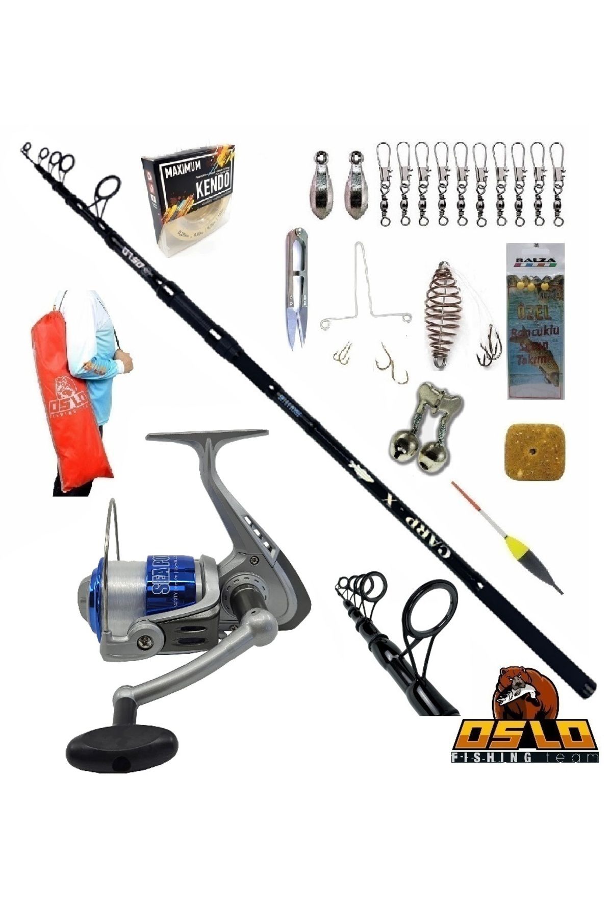 Oslo Carp-x 360cm 3,5lbs Kendo Sea Power 7000 Profesyonel Surf Sazan Kıyı Olta Takımı Seti