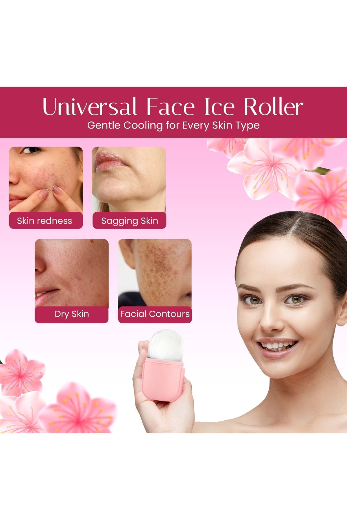 Yüz Masaj Buzu Contour Ice Cube Gua Sha Ice Roller Soğuk Terapi Doğal Bakım Ve Cilt Bakım Aleti — صورتی milano home — تصویر 4 از 6