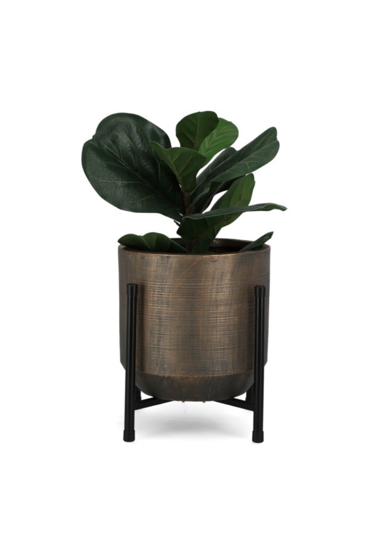 SERENE-Textured Finish Cylindrical Metal Planter with Stand 4