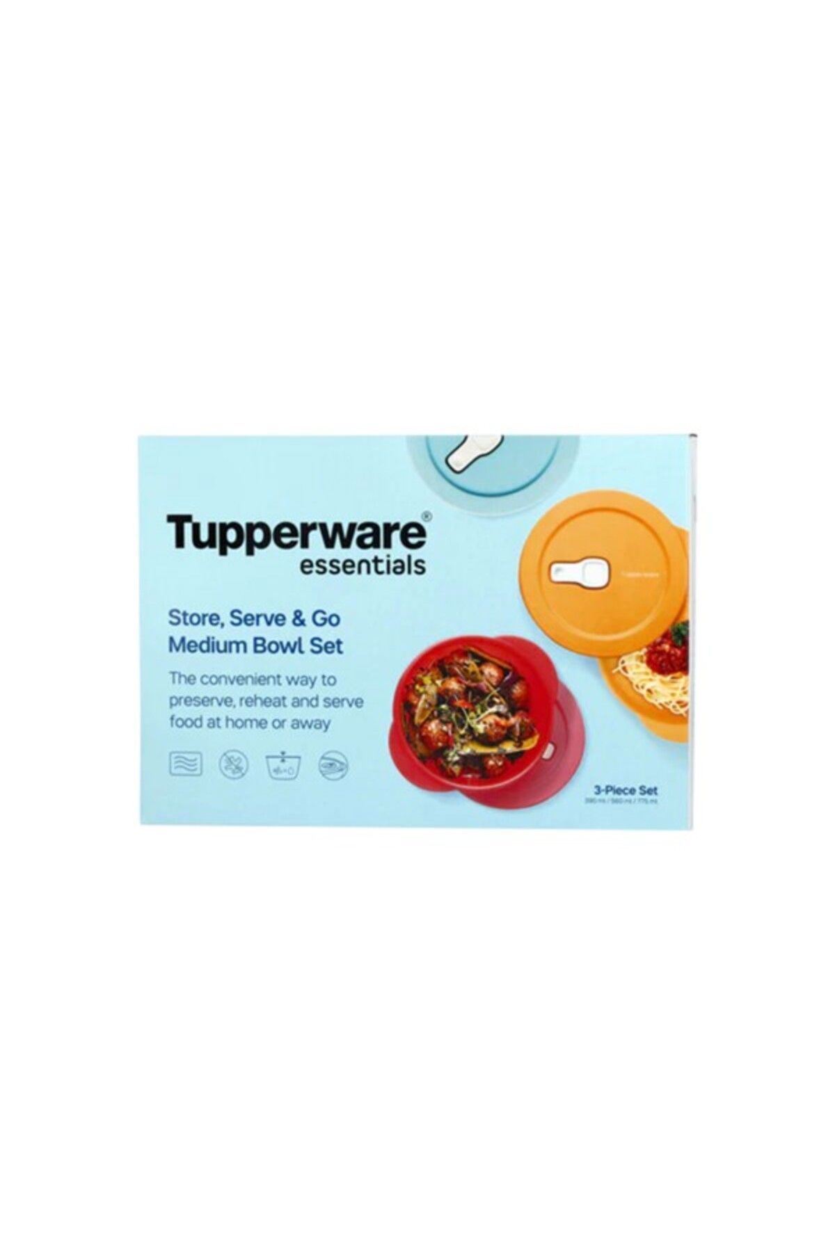 Tupperware-3-Piece Dishwasher and Microwave Safe Store Serve and Go Bowl Set Medium 5