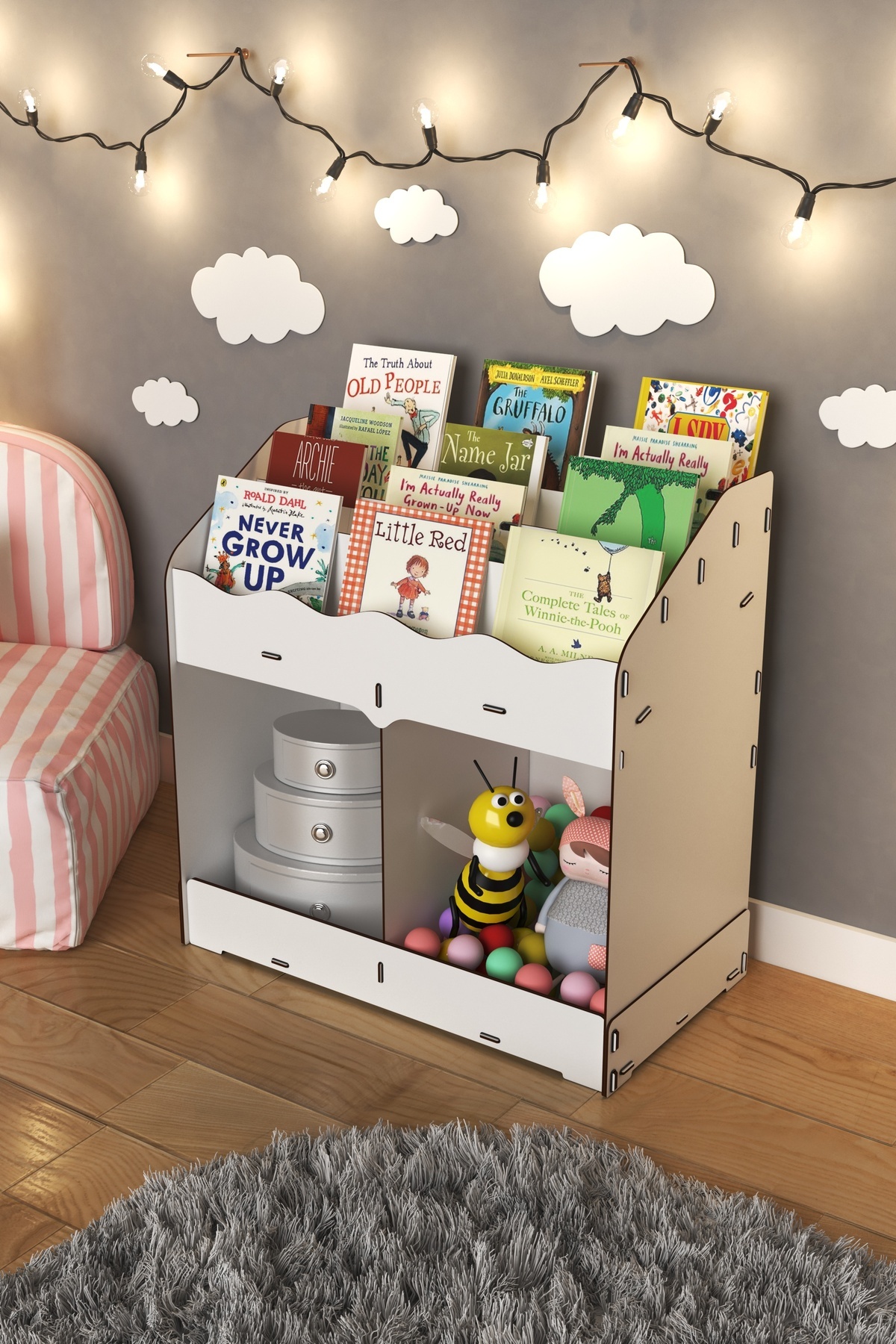 Mingitav Toby Ahşap Montessori Kitaplık Bebek Çocuk Odası Eğitici 6 Bölmeli İskandinav Tarz Raflı Kitaplık fotoğrafı 2 (önizleme)