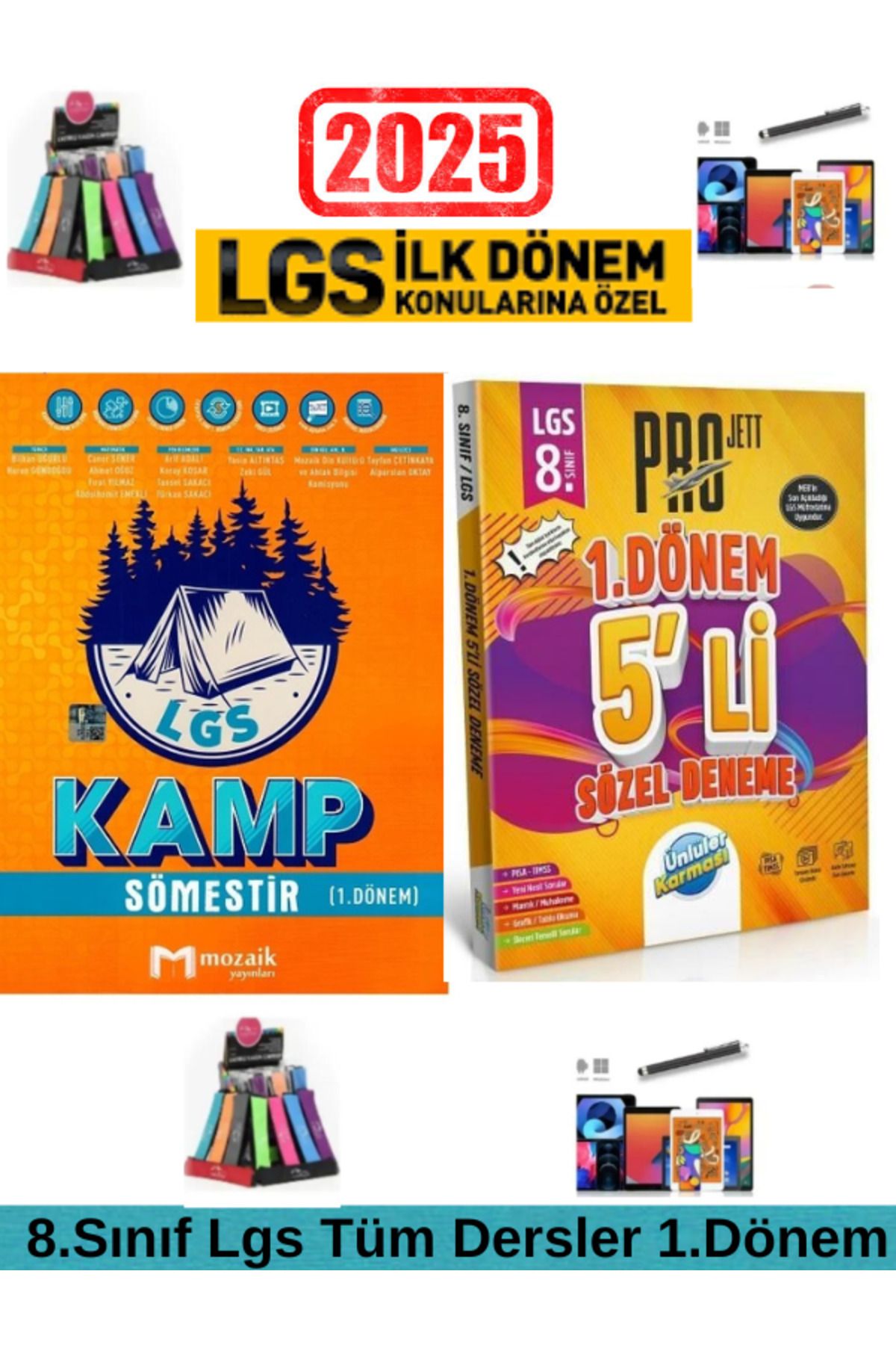 Marsis Yayınları Mozaik 8.Sınıf Lgs 1.Dönem Tüm Dersler Soru +Ünlüler Sempatik Sözel 1.Dönem 5 Deneme+Kalem
