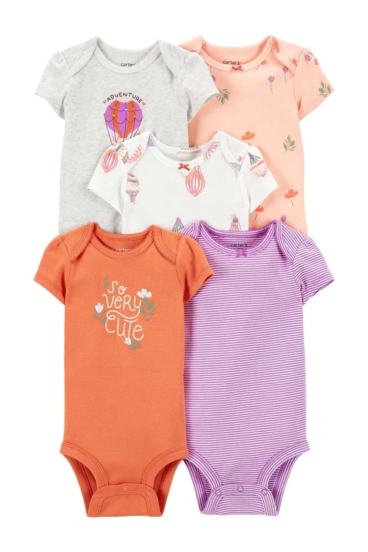 belle vista Layette Kız Bebek 5'li Kısa Kol Body  Karışık Renkli