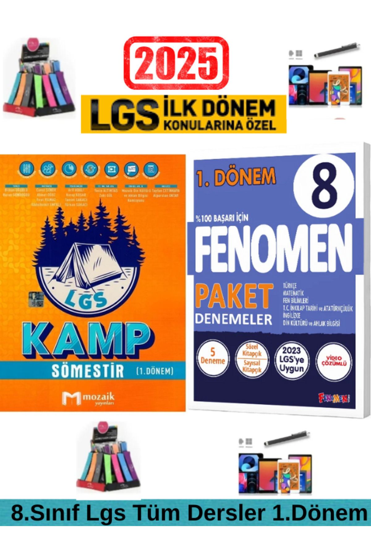 Marsis Yayınları Mozaik 8.Sınıf Lgs 1.Dönem Tüm Dersler Soru Bankası+Fenomen 1.Dönem 8 Adet Paket Deneme+Kalemlik