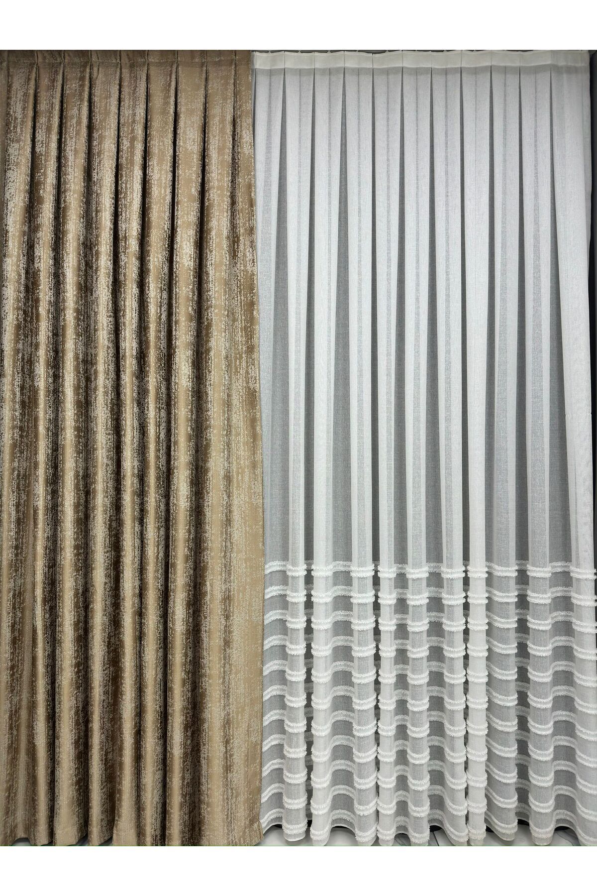 Taç-Luxury Jacquard Backdrop Curtain Gold Backdrop - Thin Line Detailed, Medium Close Pleat Backdrop 1/2.5 2