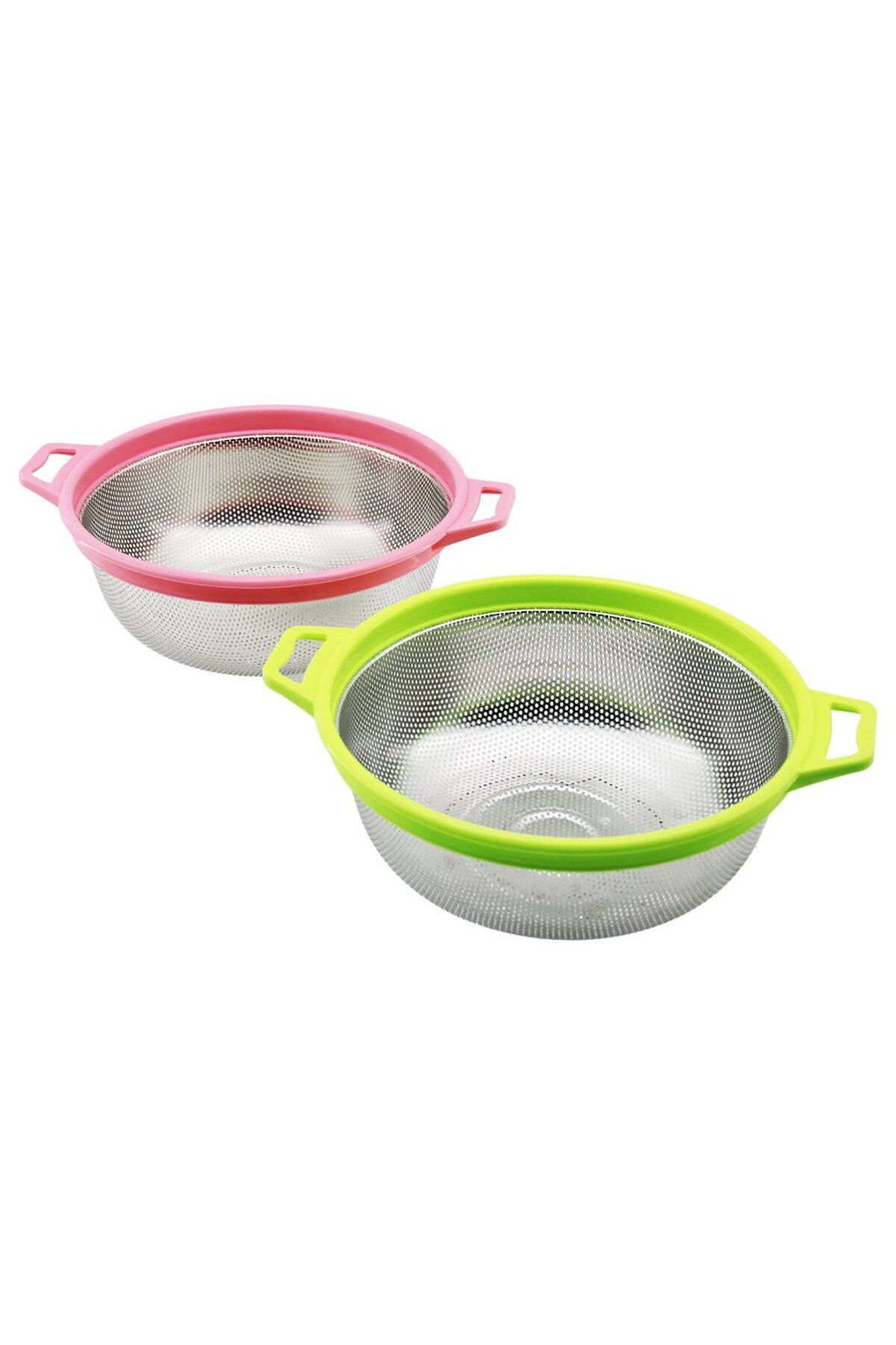 Mu Art 27cm Renkli Plastik Çerçeve - Kulplu Çelik Sepet Metal Süzgeç (4767)