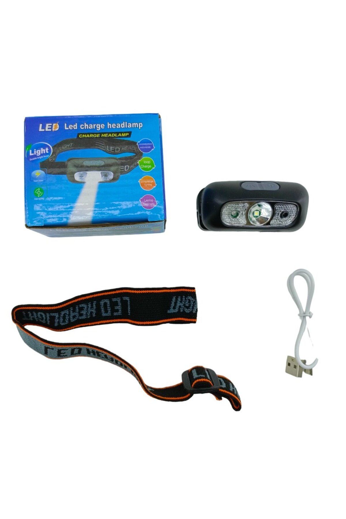 Take and Happy Led Charge Headlamp Usb Şarjli Kafa Lambasi Fener Oynar Başli (4767)