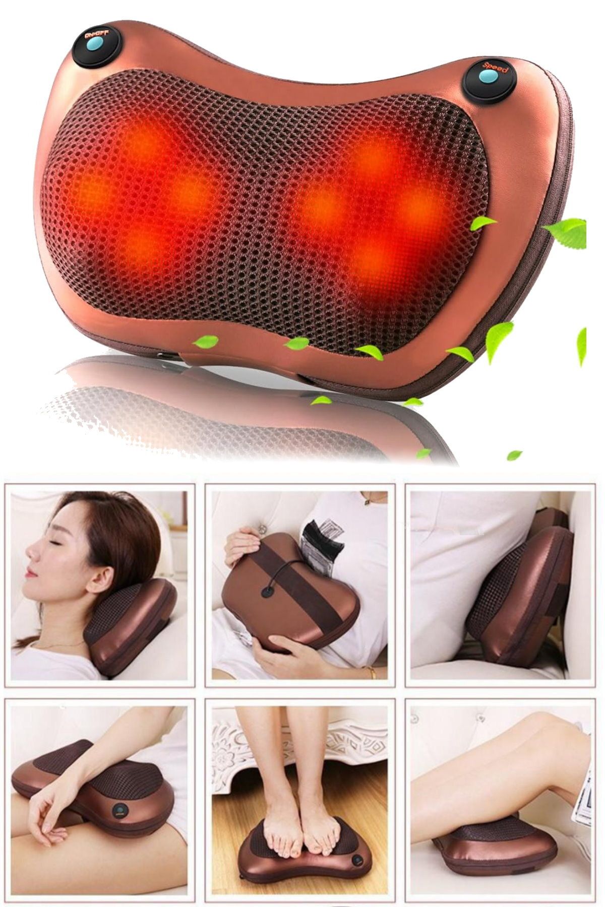 Munico Comfort Yastık Boyun Alt Sırt Omuz, Ev, Ofis, Araba, Yatak Kullanımı İçin Derin Doku Yoğurma Yastığı