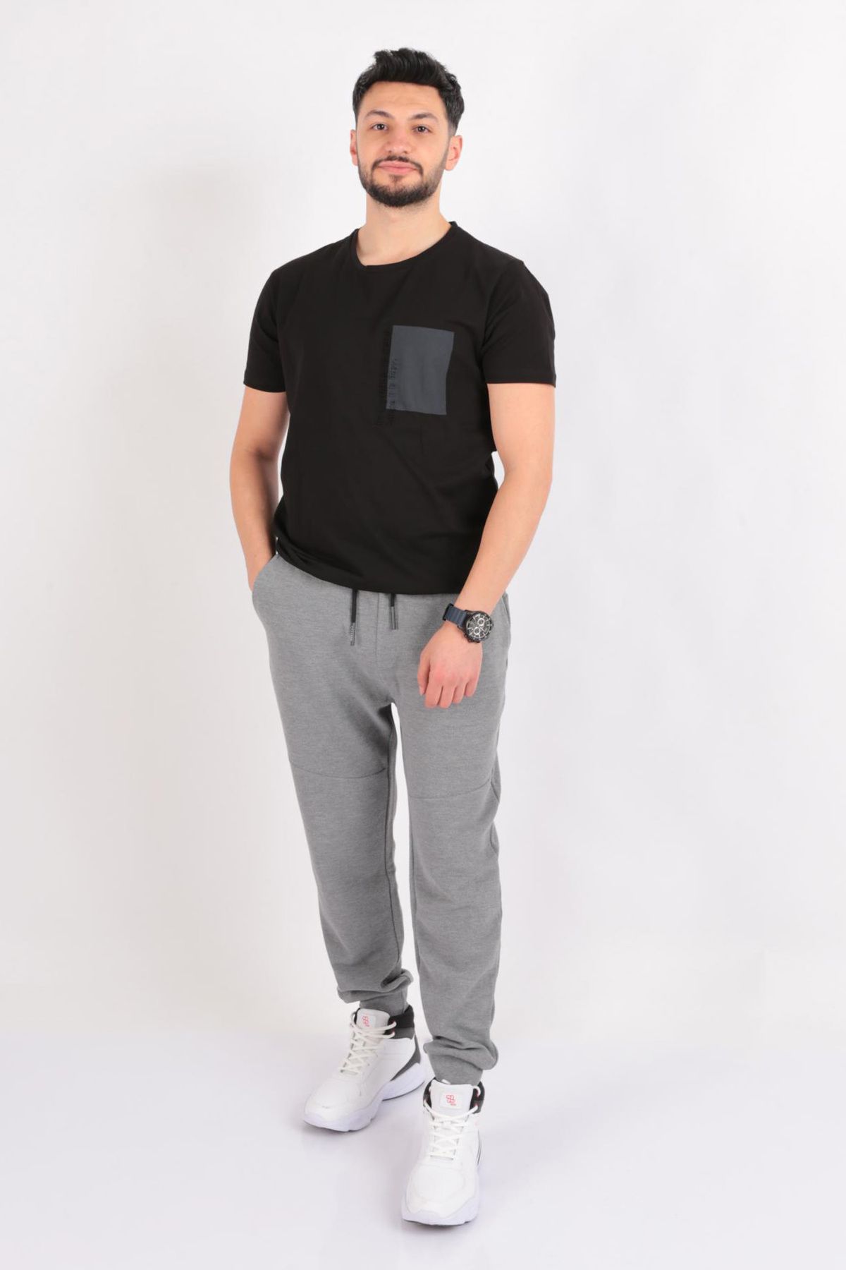 شلوار گرمکن ورزشی سفید مردانه 8015 MALE SIX اورجینال Cazador