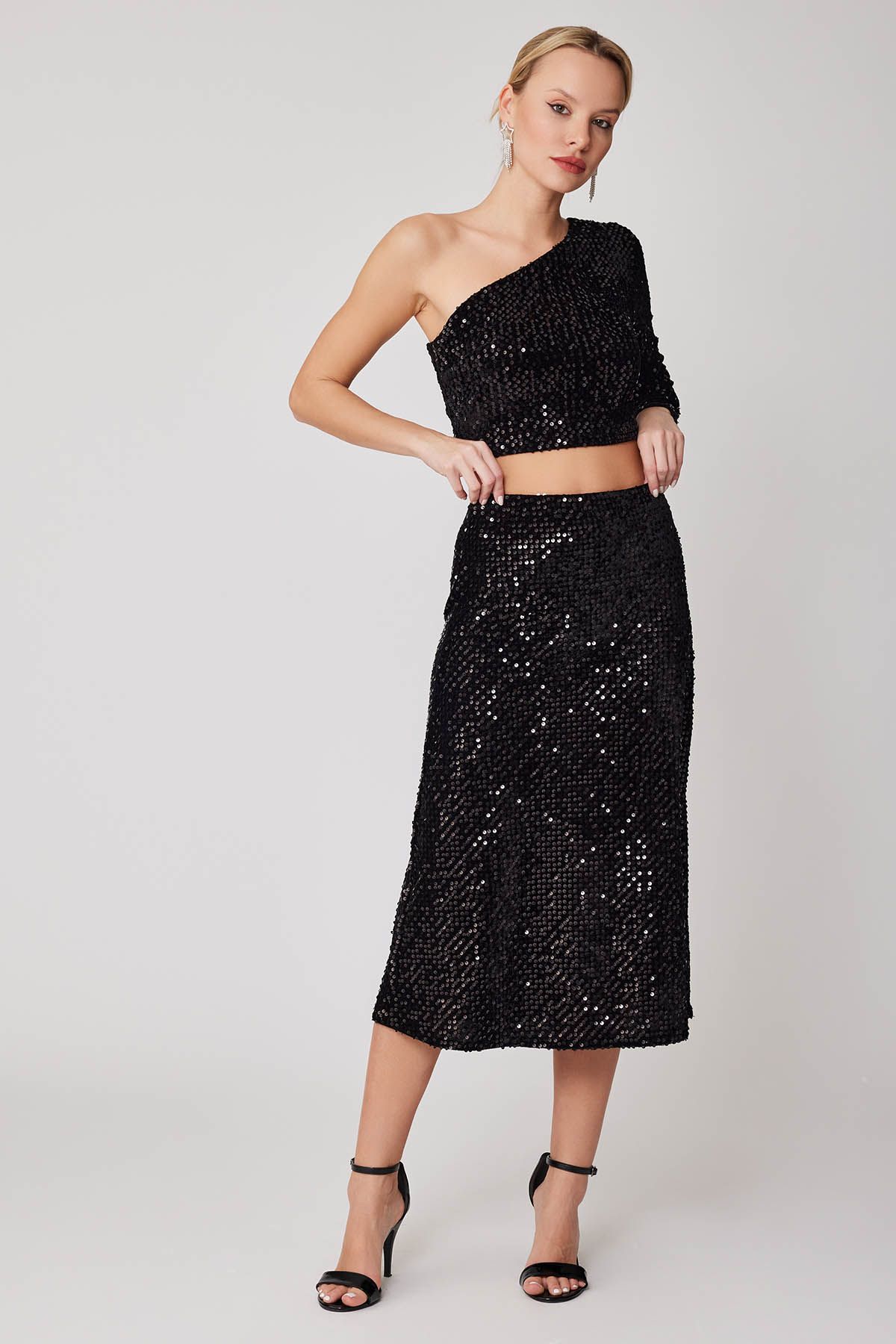Vitrin-Sequin Midi Skirt 2
