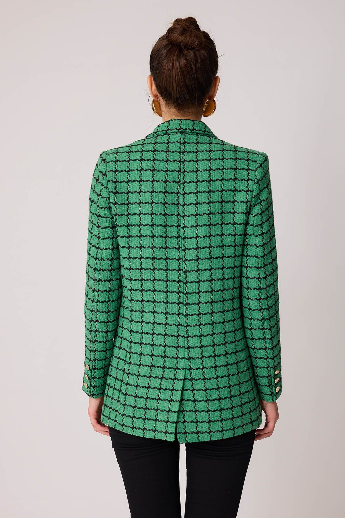 Vitrin-Gold Buttoned Patterned Lined Jacket 5