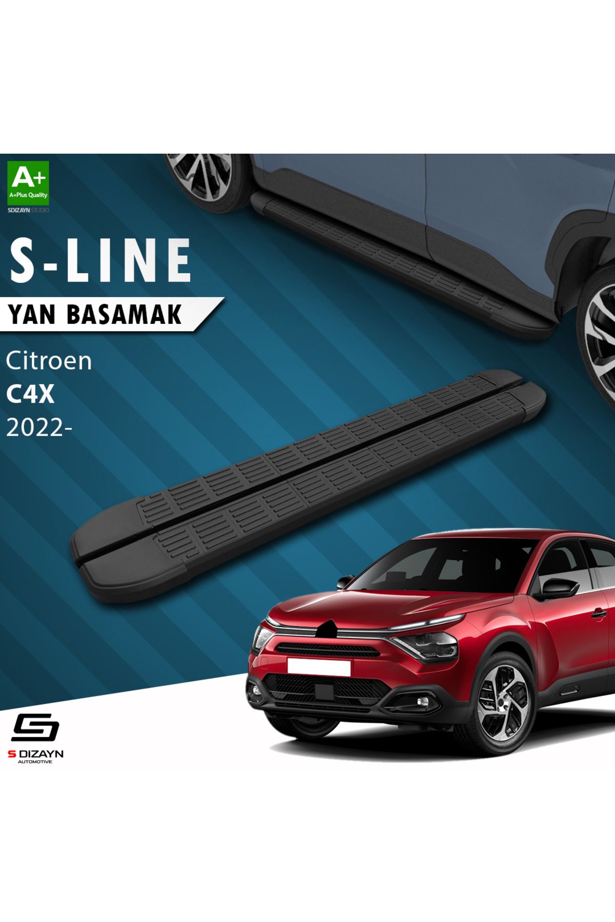 Life Tuning S-Dizayn Citroen C4 X S-Line Siyah Yan Basamak 183 Cm 2022 Üzeri A+ Kalite
