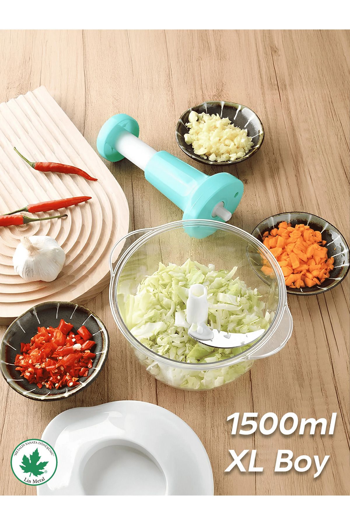 linmetal-1500ml New Generation Chopper - Practical Hand Robot, Bass Cutting Xl, Large Hand Rondo 3