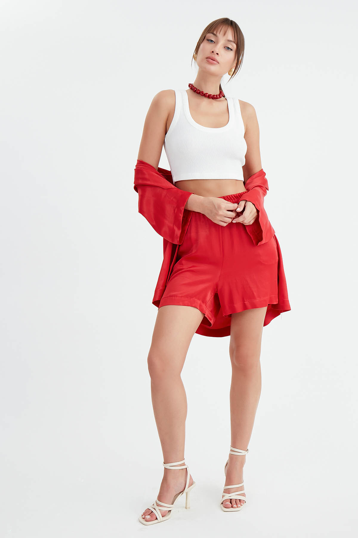 Vitrin-Shiny Satin - Elastic Waist Shorts 6