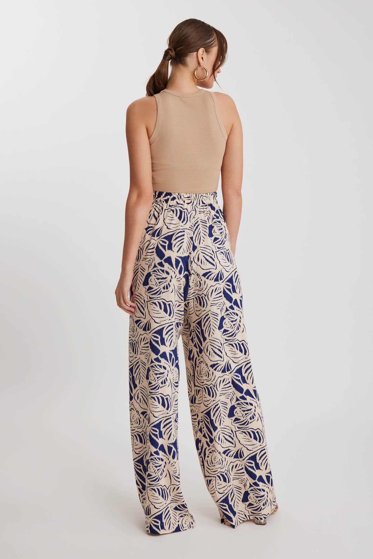 Vitrin-Self Patterned Comfortable Trousers with Elastic Waist 5