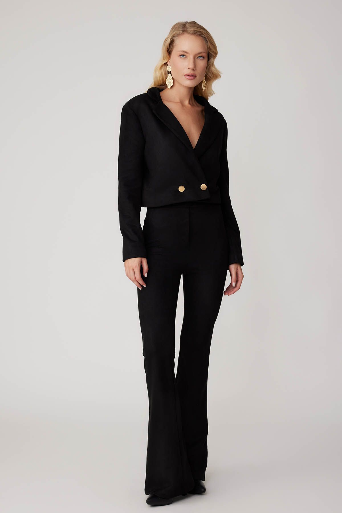 Vitrin-Double Button Lined Crop Suede Jacket 6