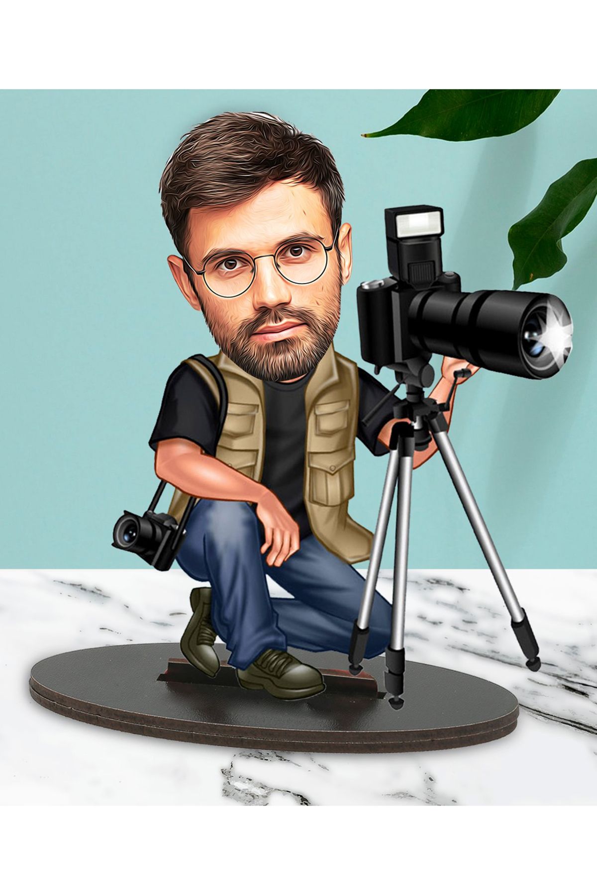 Kişiye Özel Fotoğraflı Fotoğrafçı Tasarımlı Karikatür Biblo