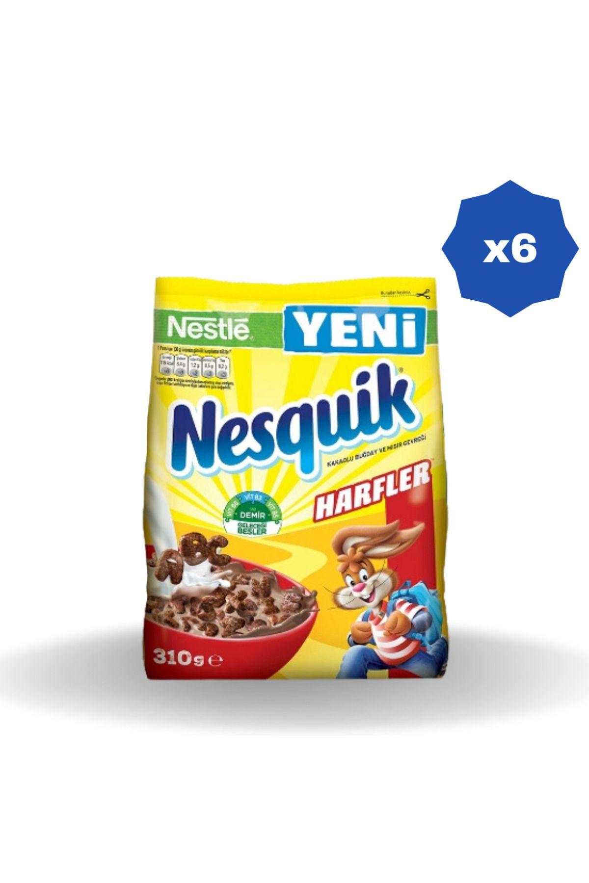 Nesquik NESTLE NESQUİK MISIR GEVREĞİ HARFLER 310 GR. - (6 ADET)