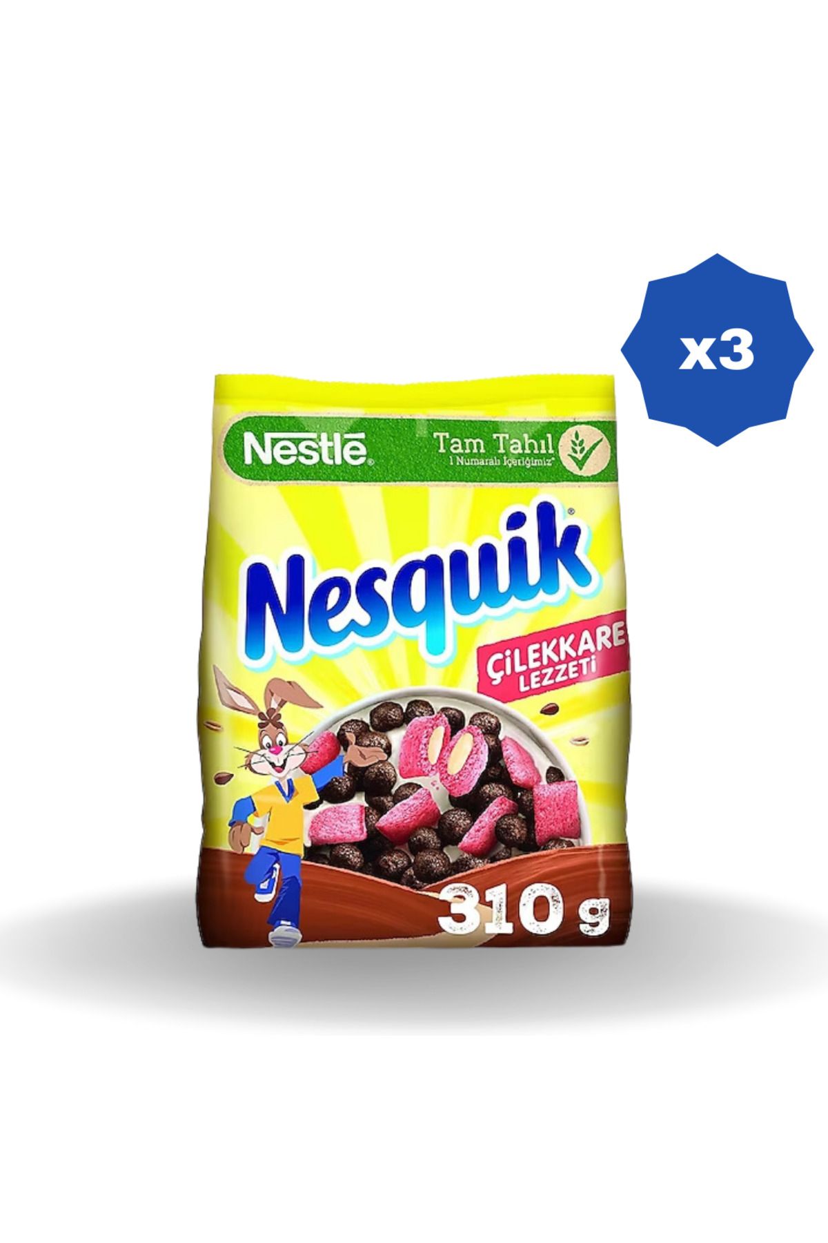 Nesquik NESTLE NESQUİK MISIR GEVREĞİ ÇİLEK KARE 310 GR - (3 ADET)