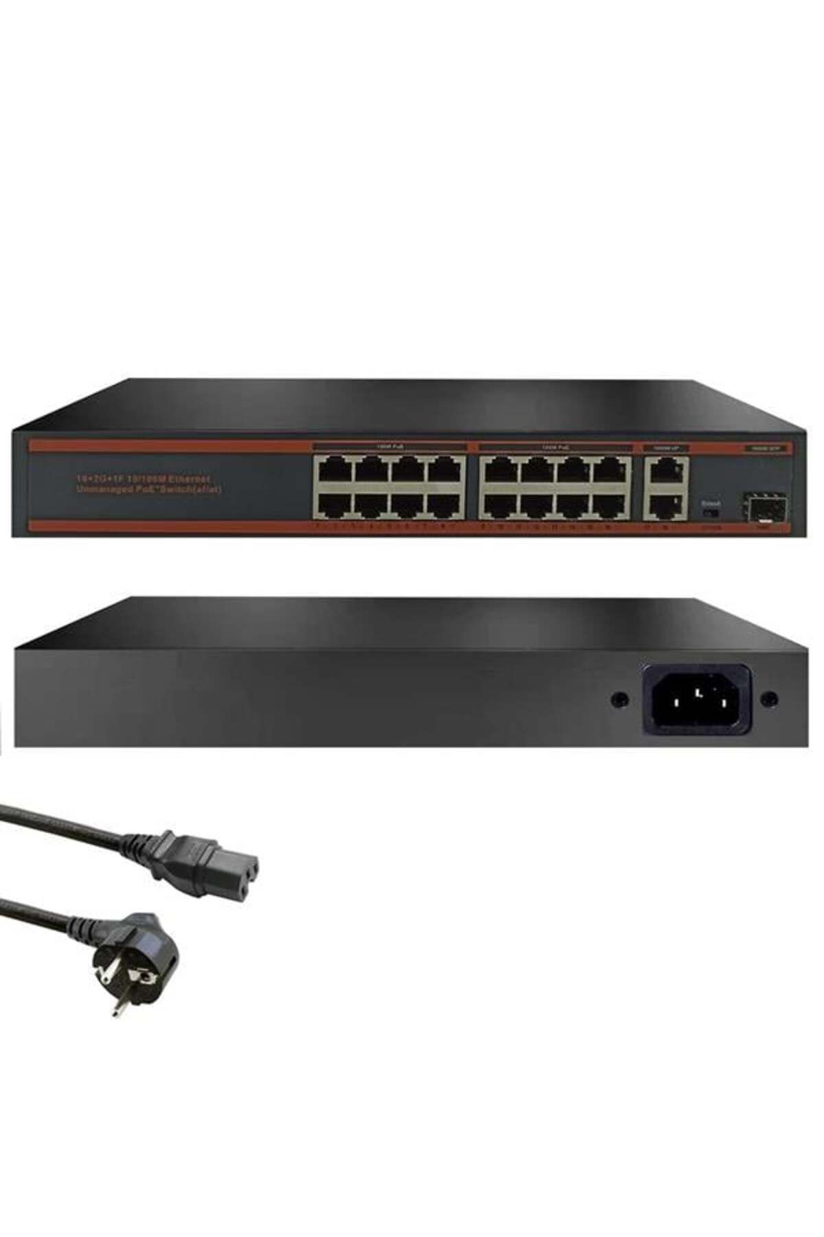 robotrend Simple Sm-016P Poe Switch 16 Port + 2 Uplink + 1Sfp Gigabit 10/100 Mbps