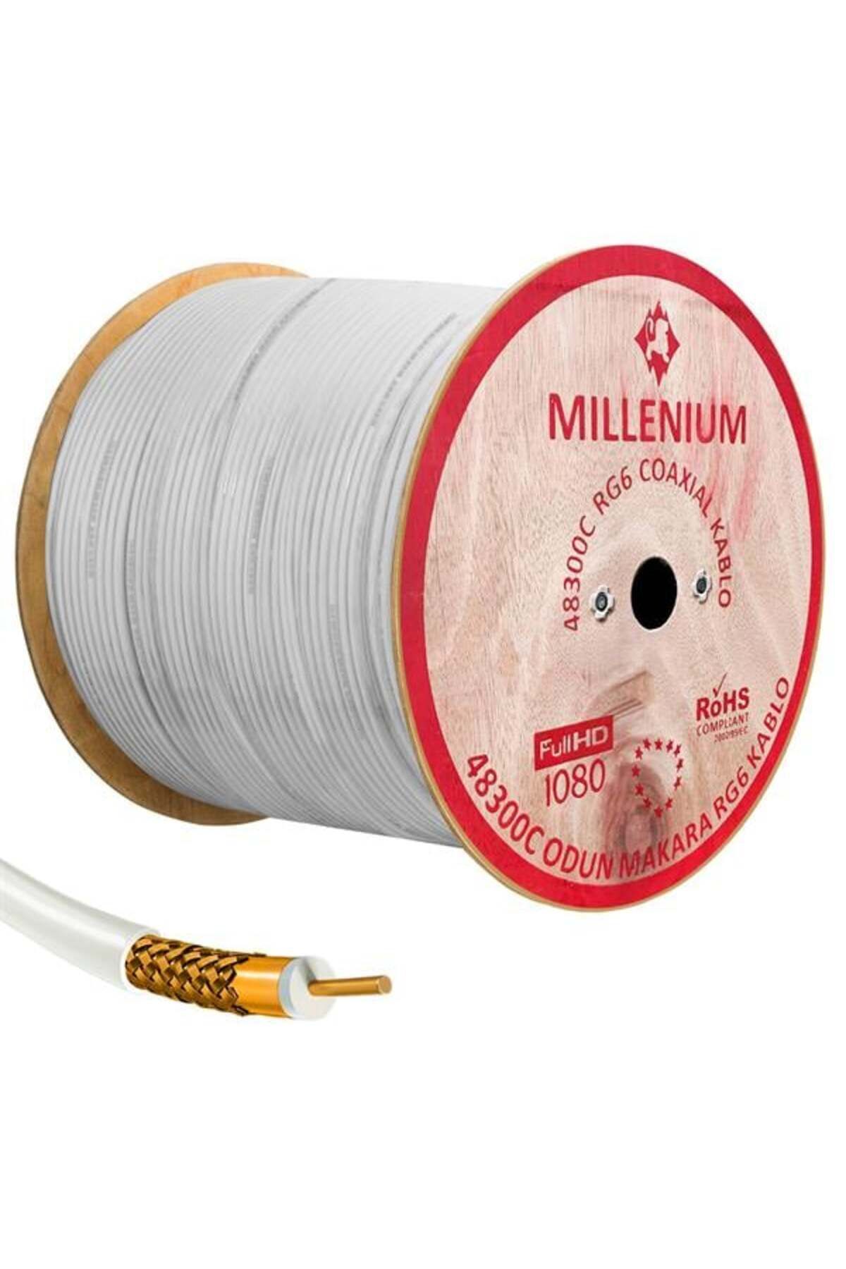 NZM TİCARET Millenium Anten Kablosu Rg6 U4 48 Tel Bakır Kaplama 300 Metre