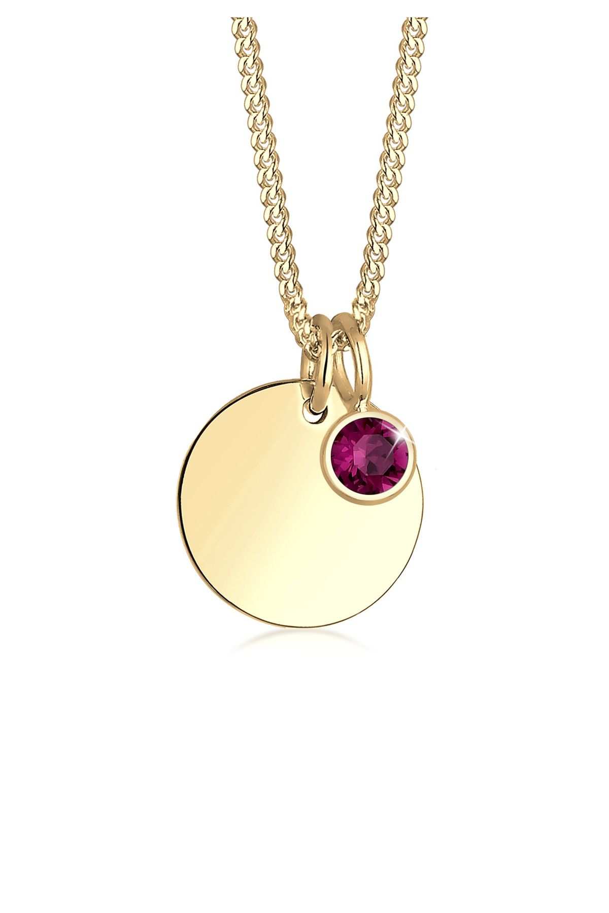 ELLI-Halskette Damen Plättchen Geburtsstein Anhänger April mit Kristallen in 925 Sterling Silber vergoldet 1
