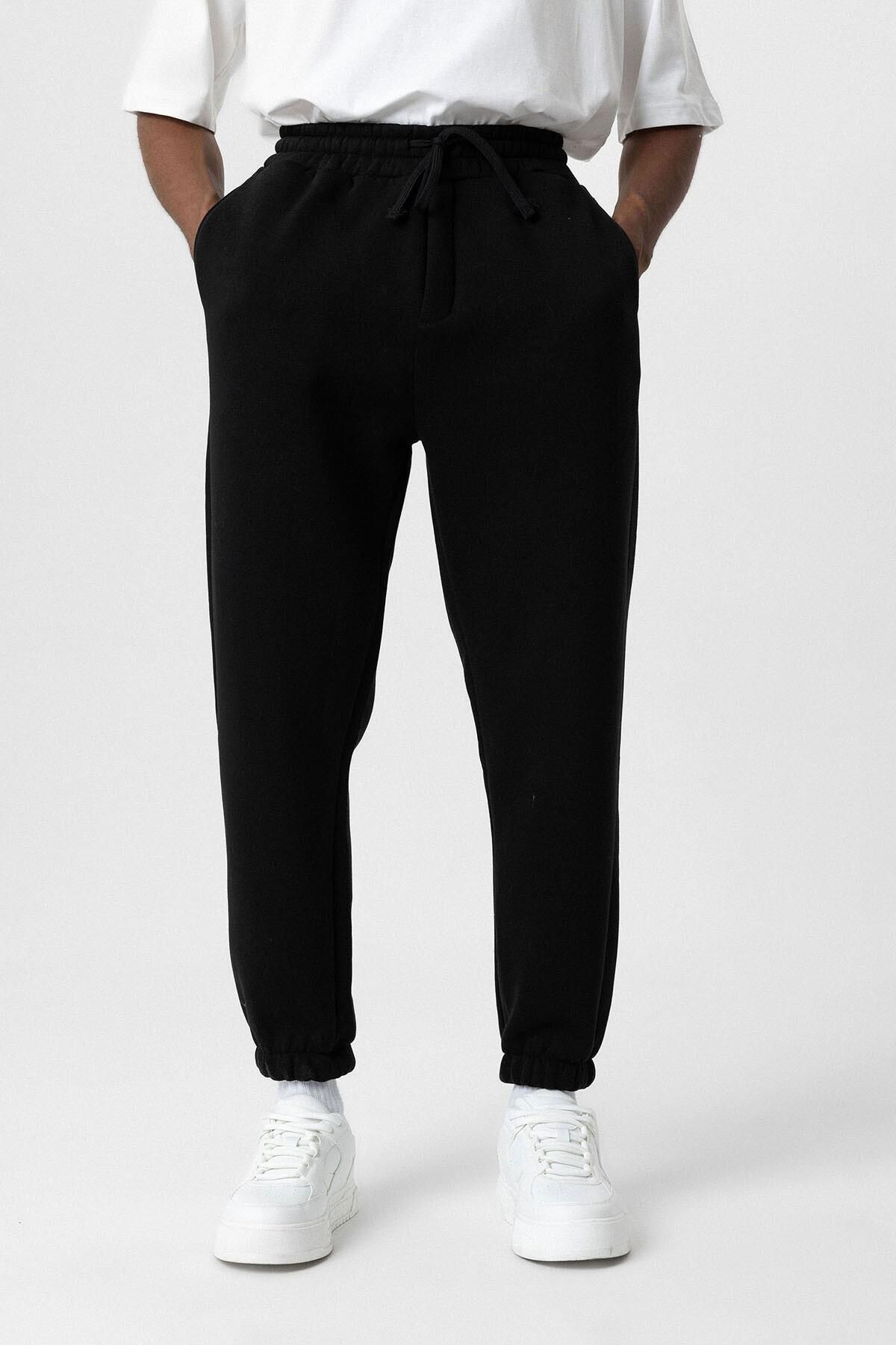 VAMOSCLO-Pantaloni de sport oversize Jogger de bază negri 5