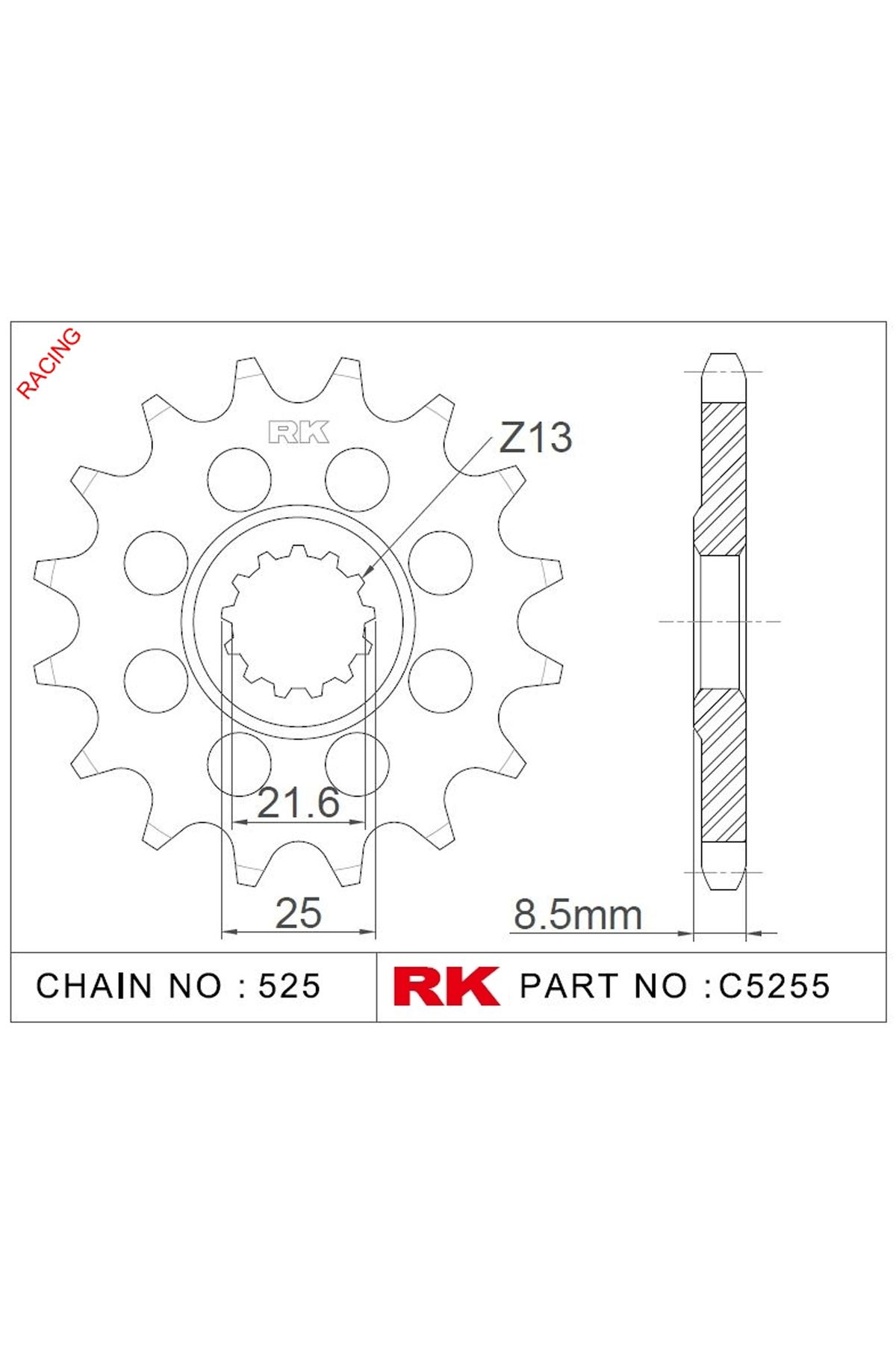 Kawasaki Z 900 RK Çelik Ön Dişli Racing C5255-15-2Q 2017 - 2018