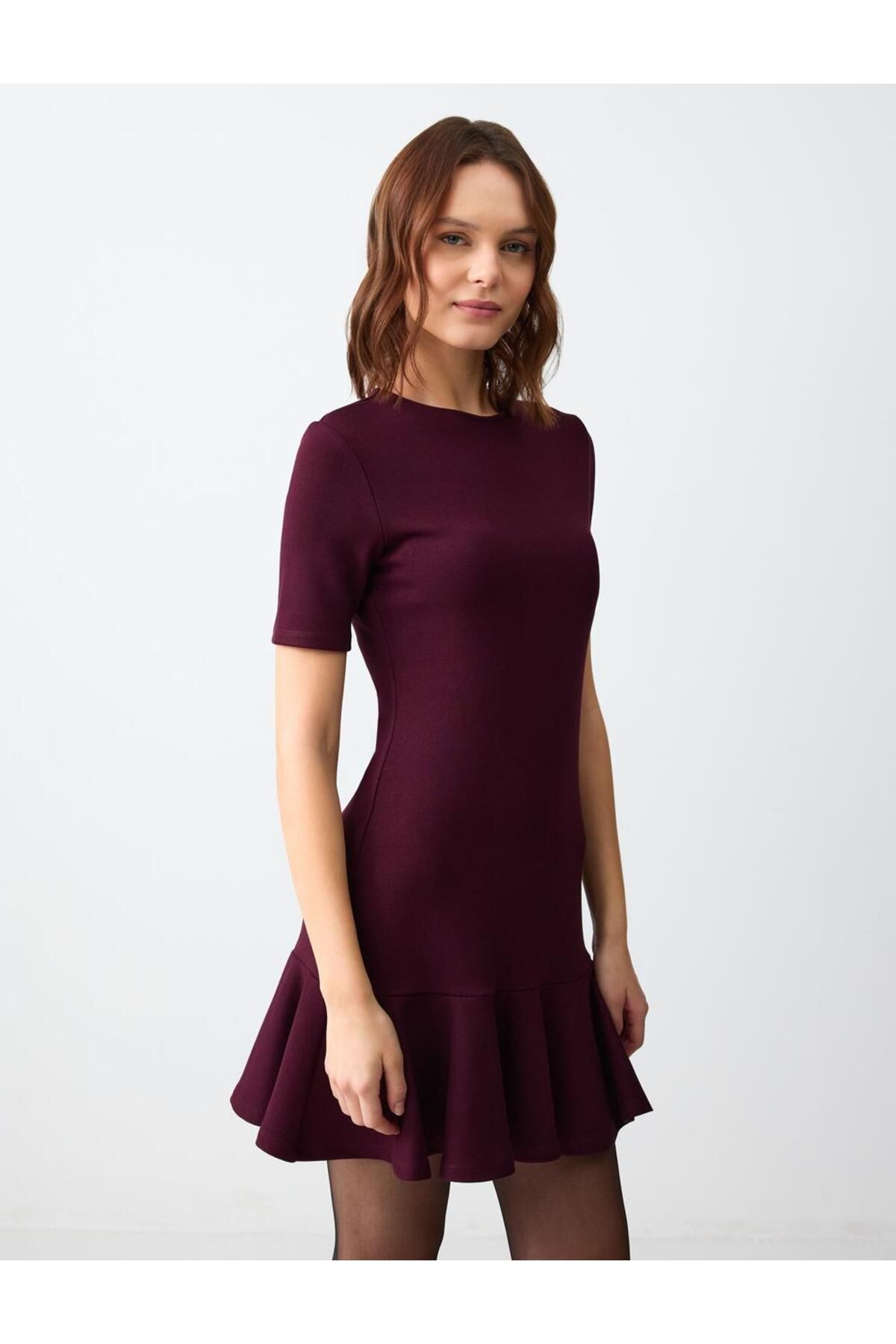 Jimmy Key-Sumac Crew Neck Pleated Knitted Mini Dress 4