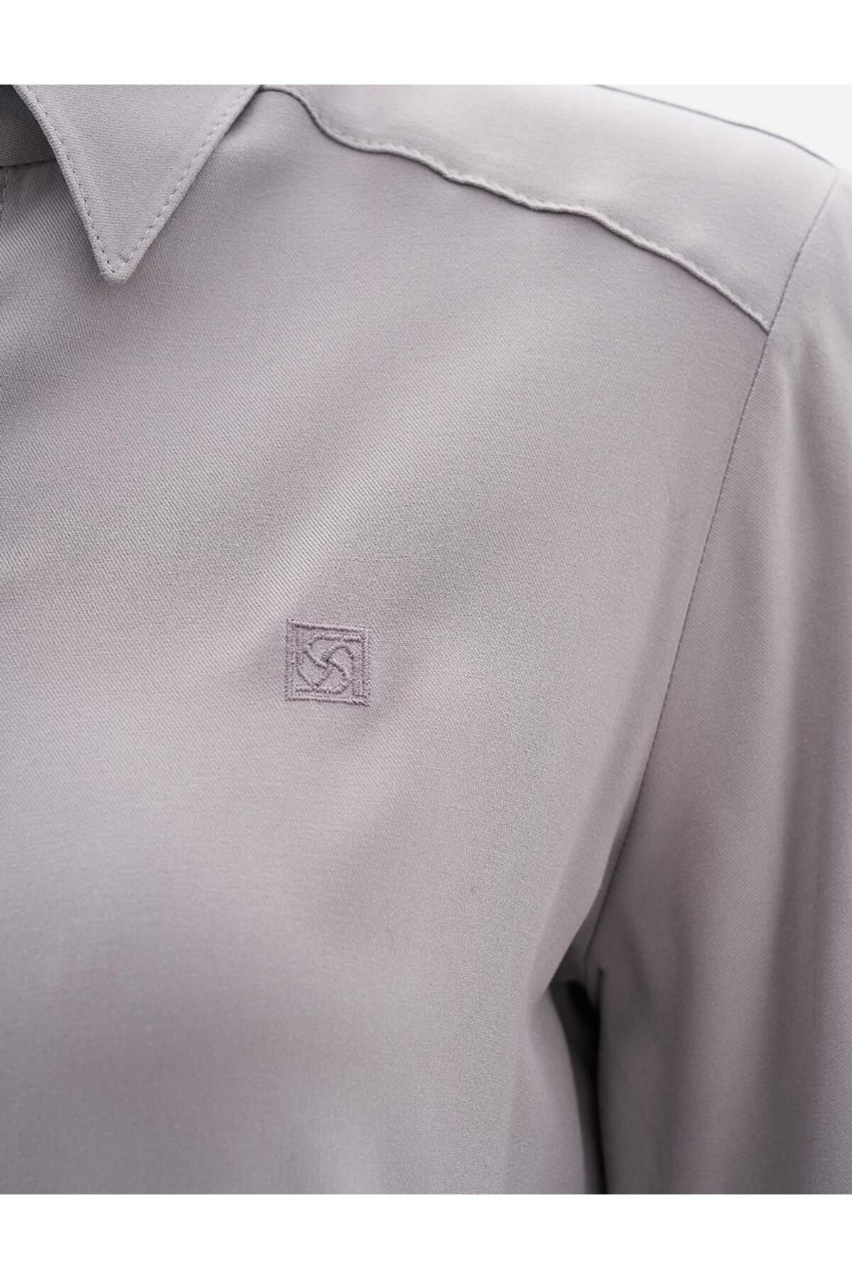 Kayra-Light Gray Basic Tunic - Paw Hidden 3