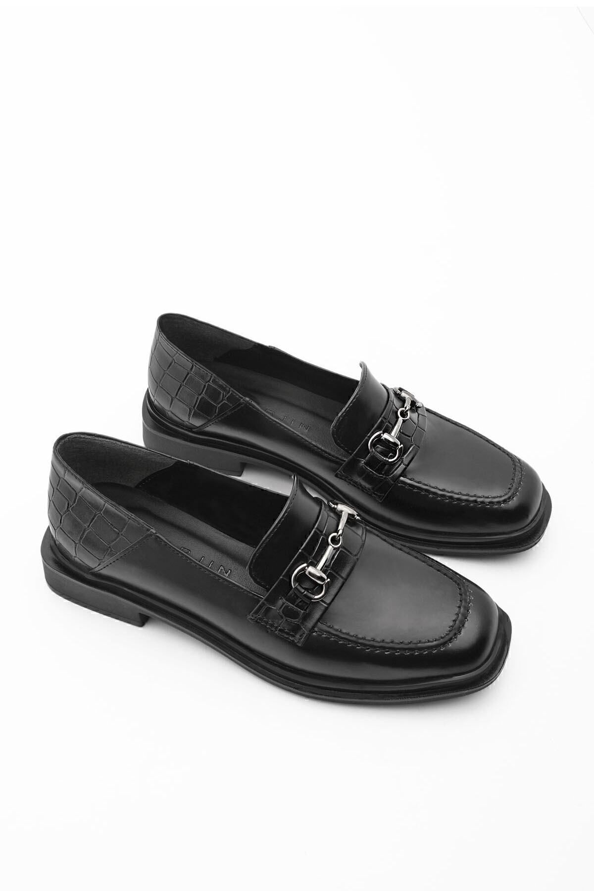 Marjin-Women's Loafer Moccasin Shoes Blunt Toe Buckle Casual Shoes Races black 3