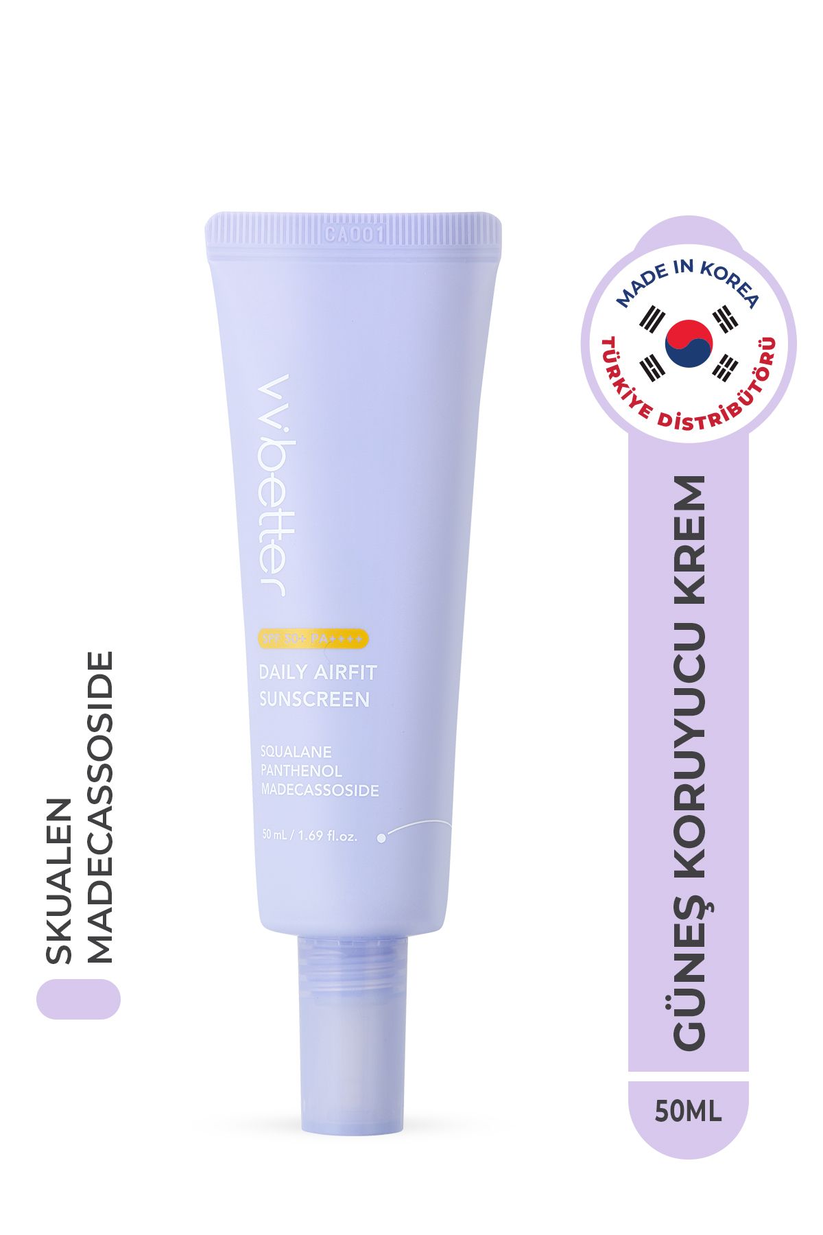 کرم ضد آفتاب کره ای VVBETTER با بافت سبک Spf50 50 میلی لیتر - محافظ مرطوب کننده و ضد پیری