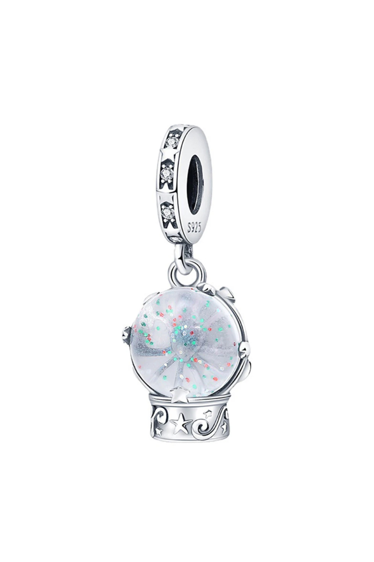 Fubena Kar Taneli Kar Küresi Sallantılı Gümüş Charm