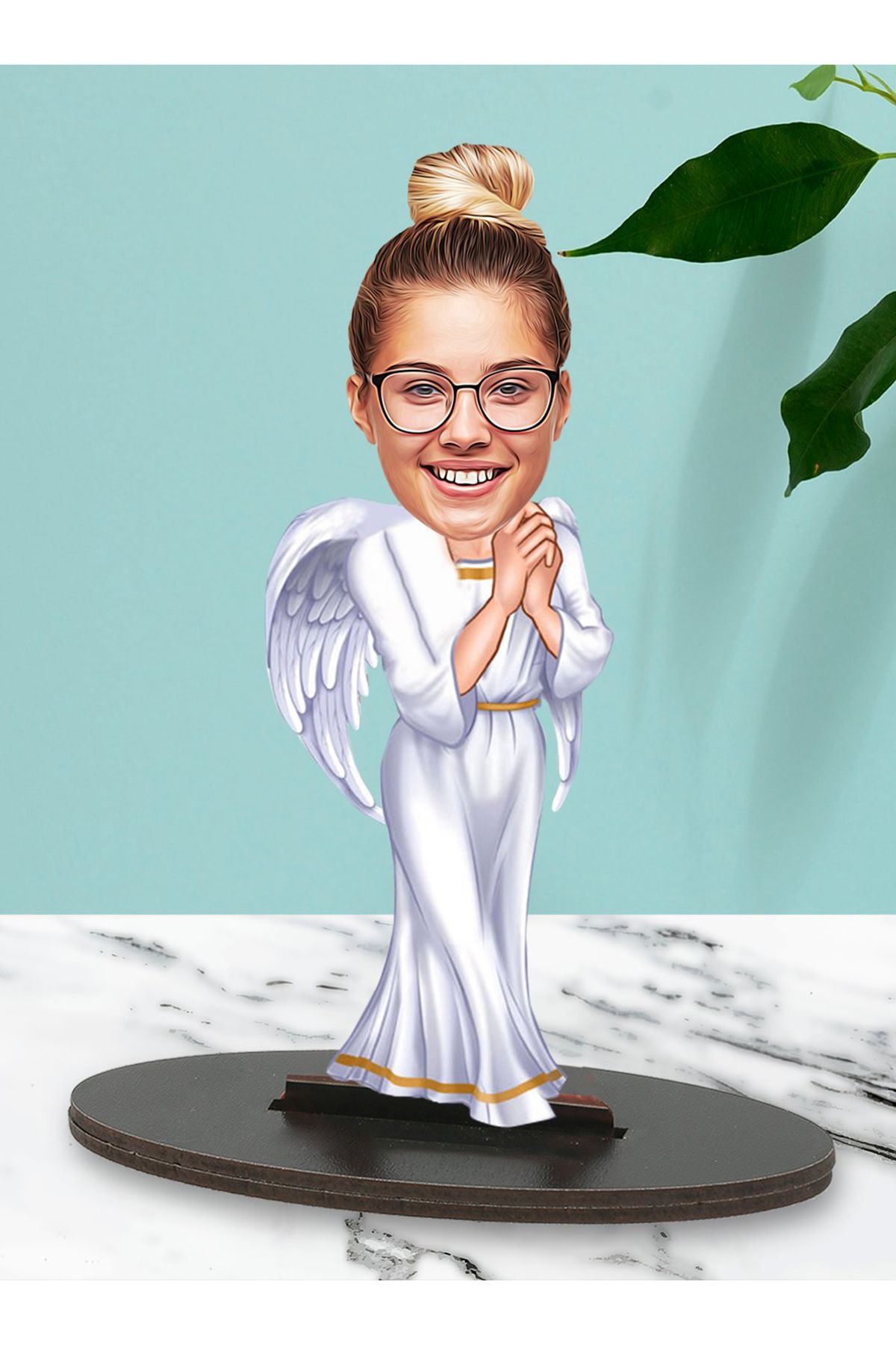 Kişiye Özel Fotoğraflı Melek Anne Tasarımlı Karikatür Biblo