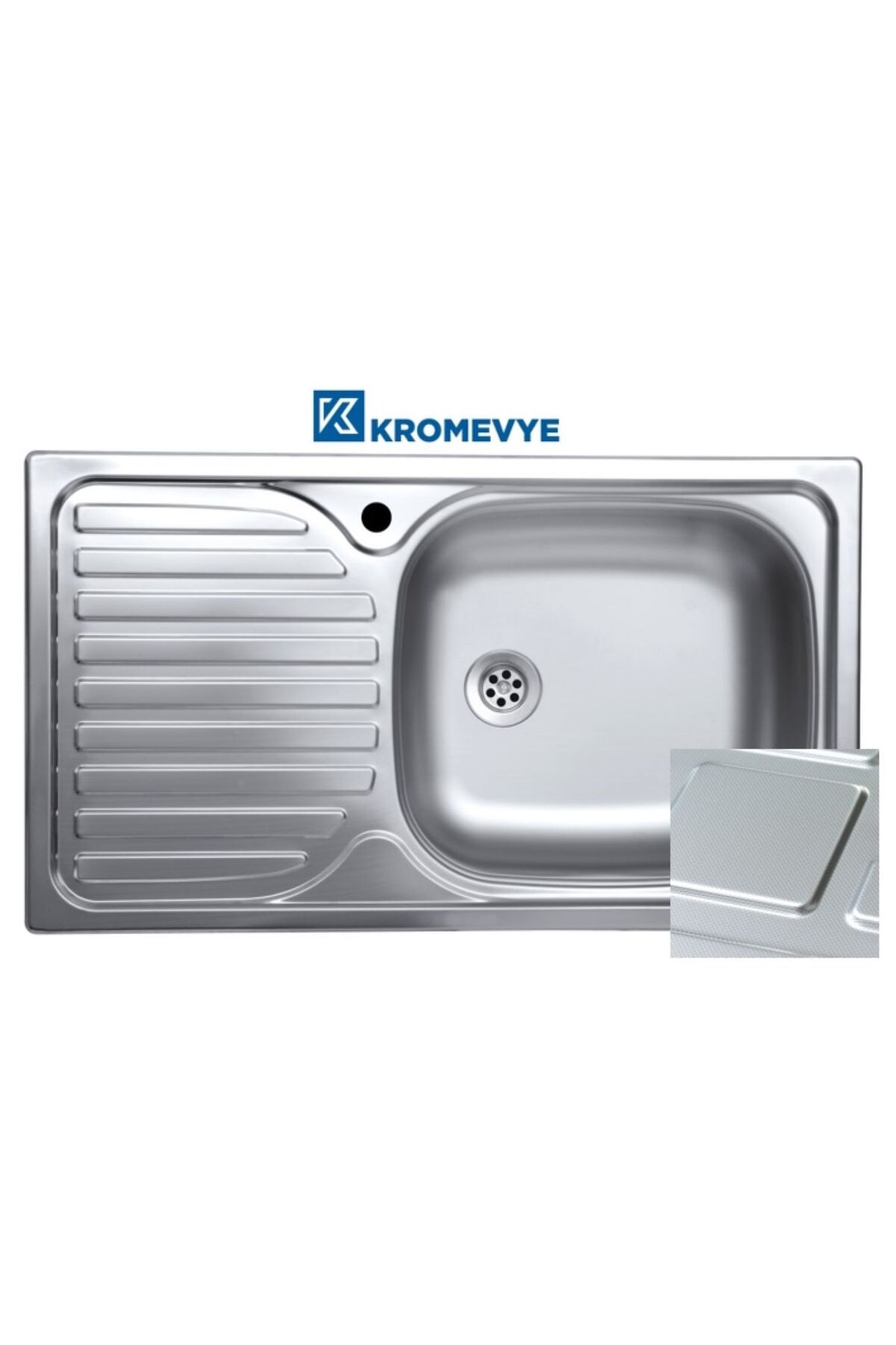 Kromevye CLASSIC EC-140-D 43.5x76 SOL DESENLİ PASLANMAZ ÇELİK MUTFAK EVYESİ